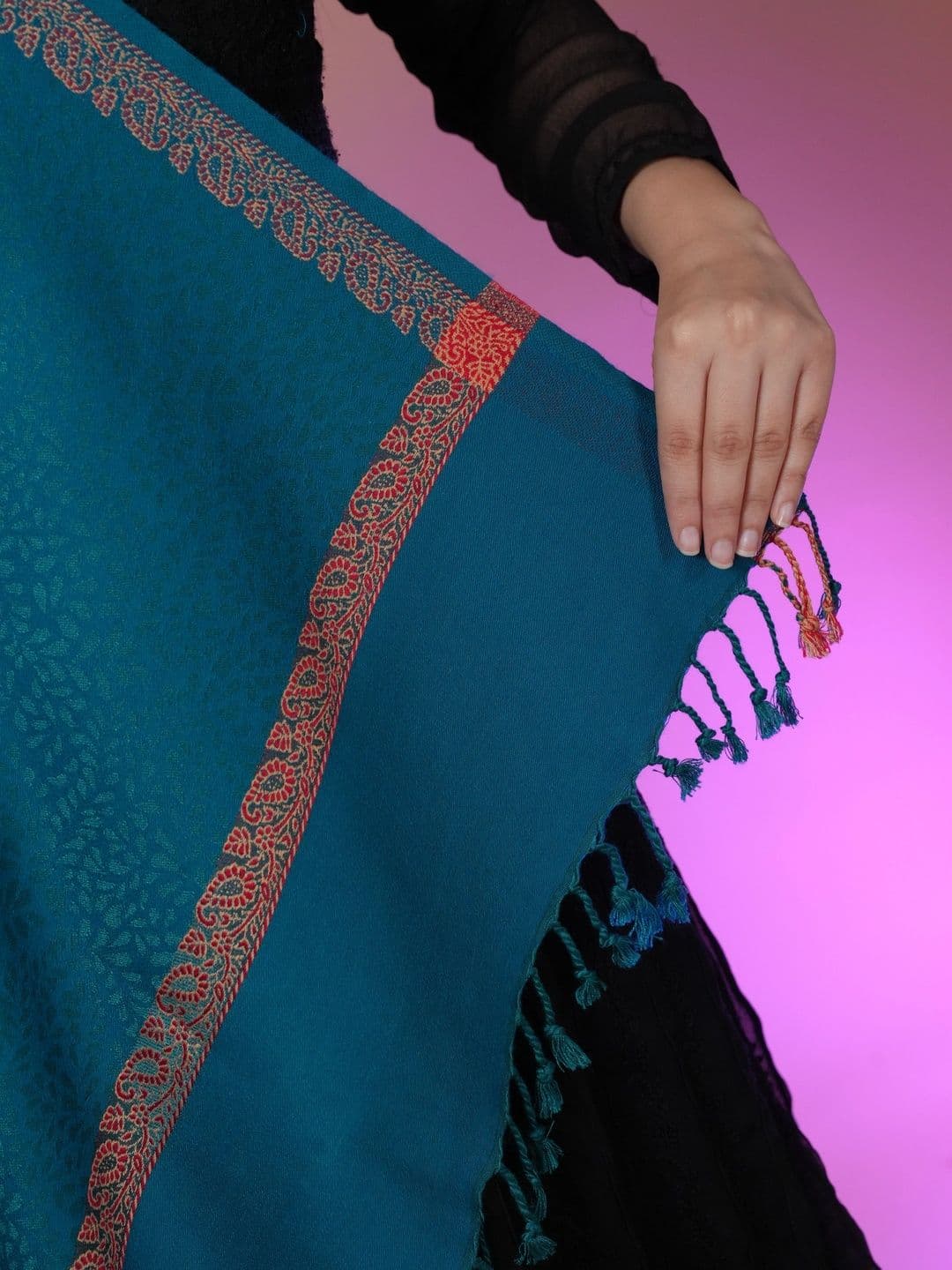 S.T. Women Ethnic Motifs Woven Design Acrylic Shawl thumbnail 2