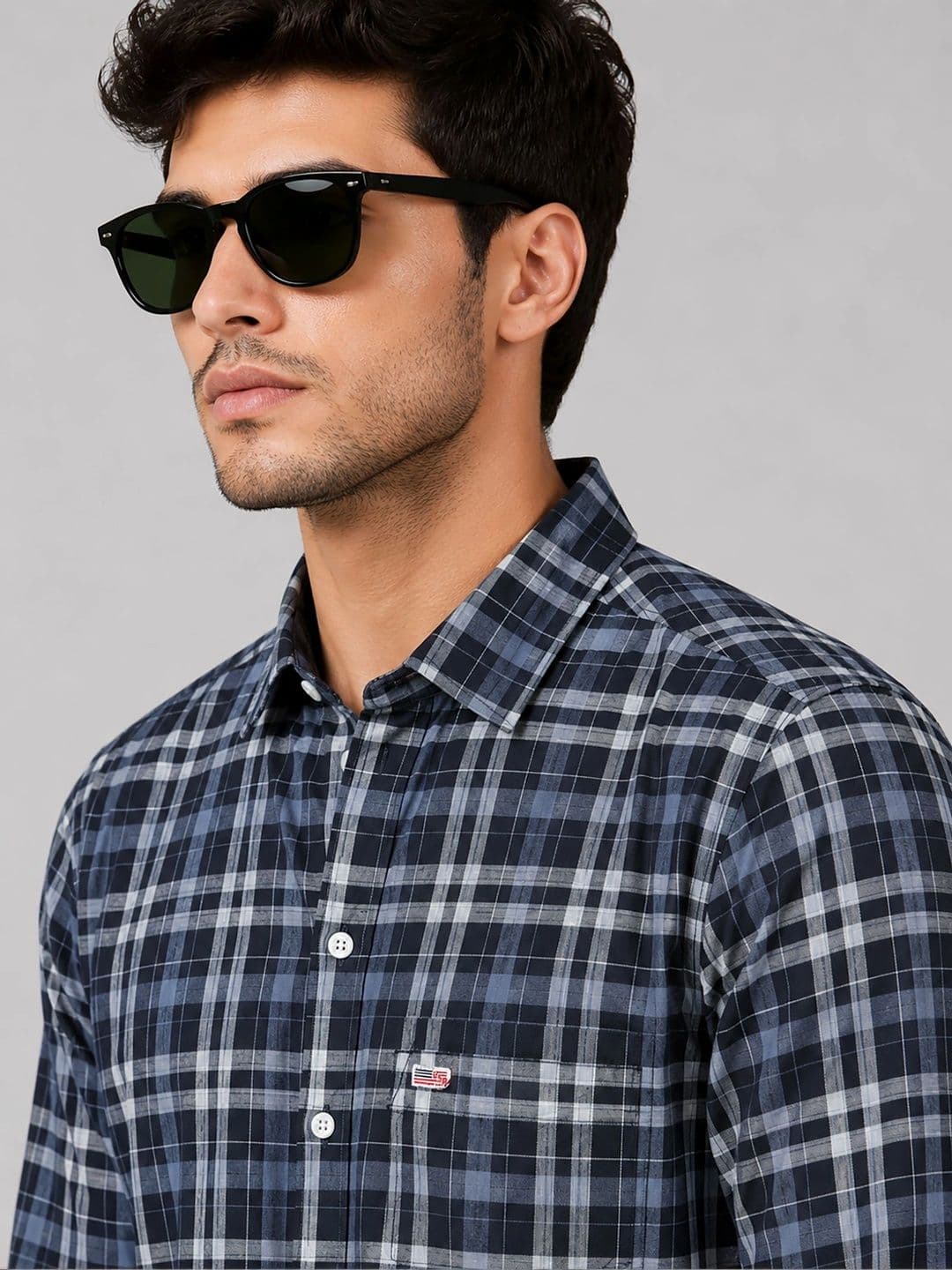 U.S. PITCHERS Men Modern Slim Fit Checked Casual Shirt thumbnail 3