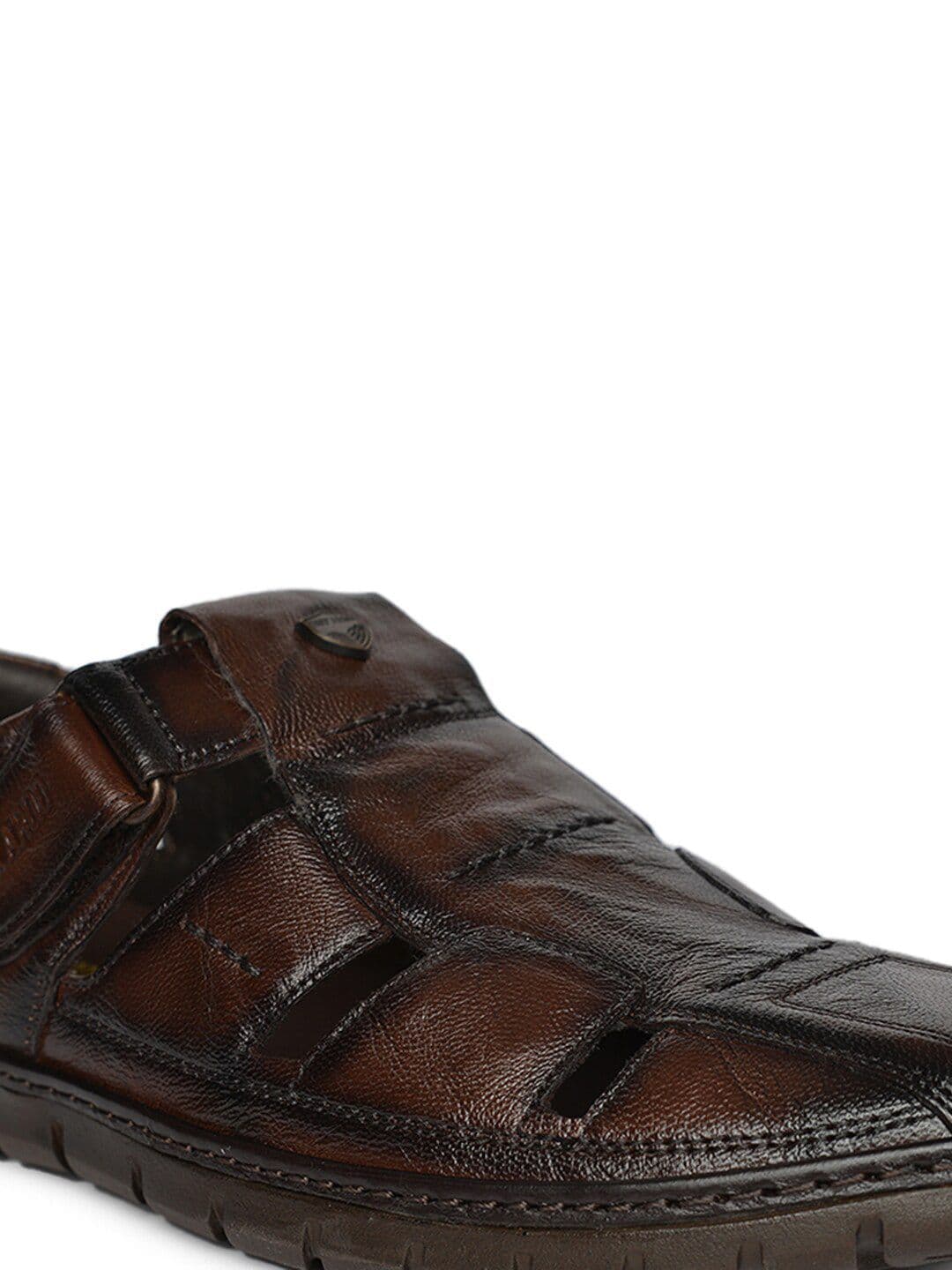 Buckaroo Men Textured Leather Shoe-Style Sandals thumbnail 4