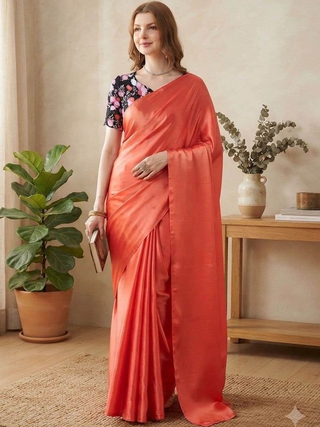 HERE&NOW Satin Saree - view 1