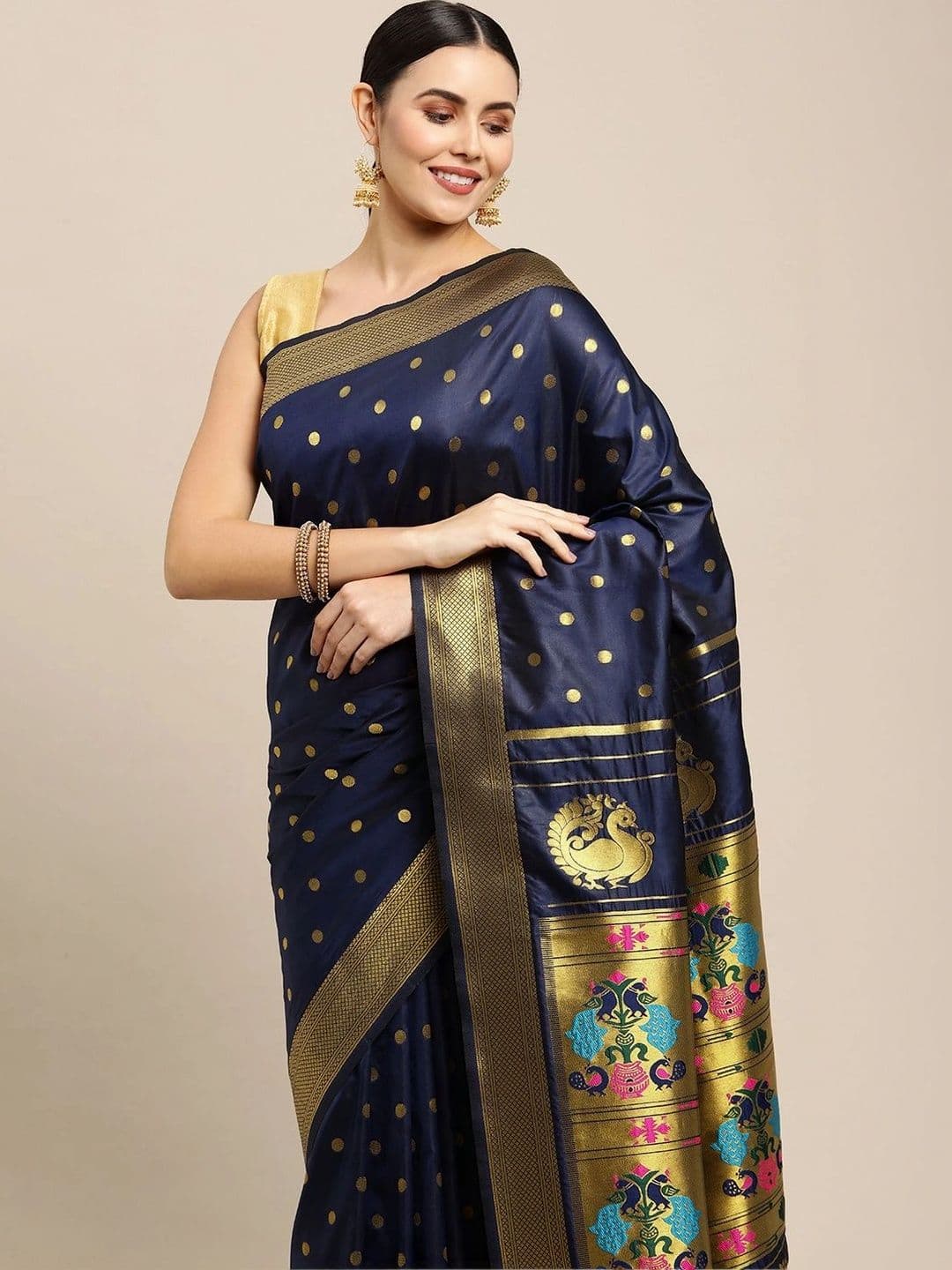 KALINI Woven Design Zari Art Silk Paithani Saree thumbnail 5