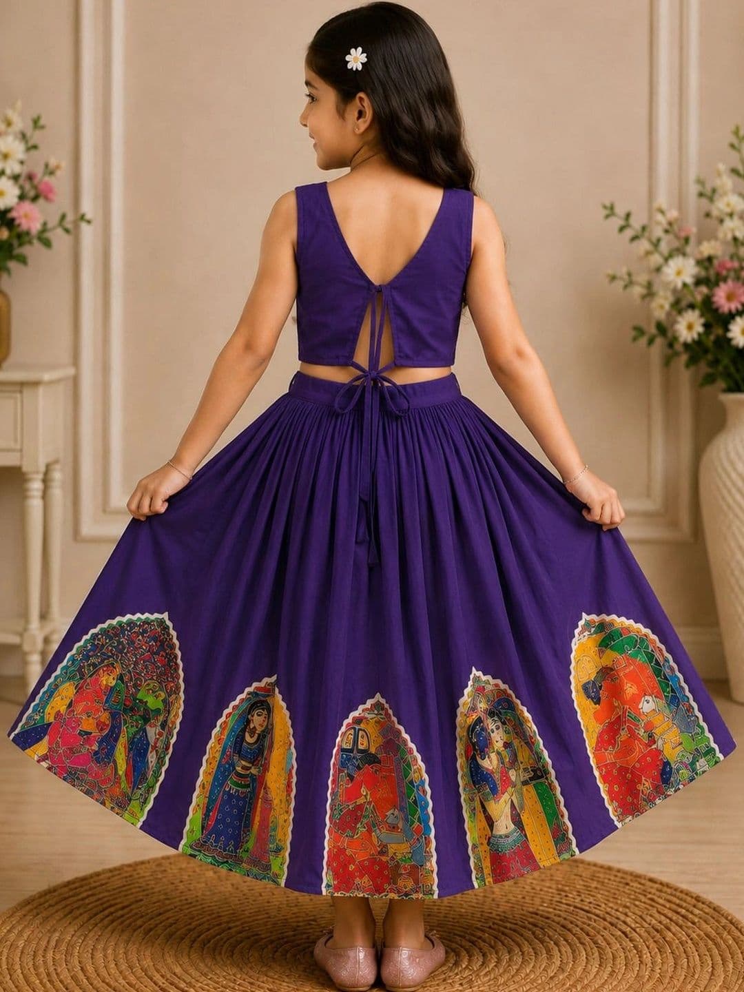 KALINI Girls Printed Ready to Wear Lehenga & thumbnail 3