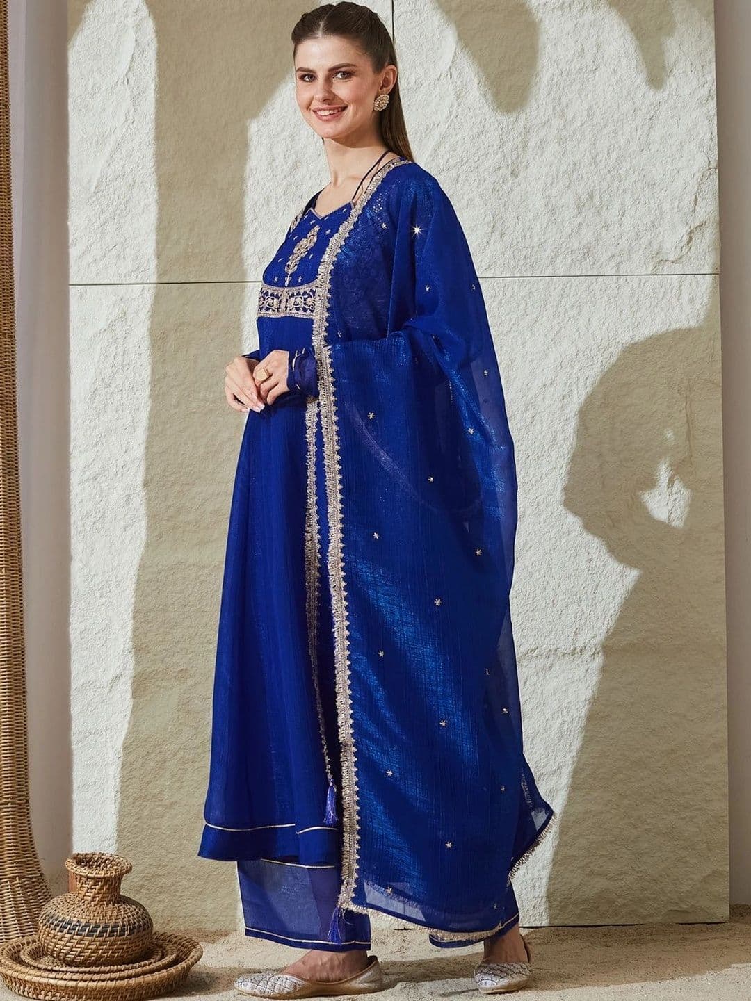 MOKOSH Women Embroidered Anarkali Kurta and Palazzo Set with Dupatta thumbnail 7