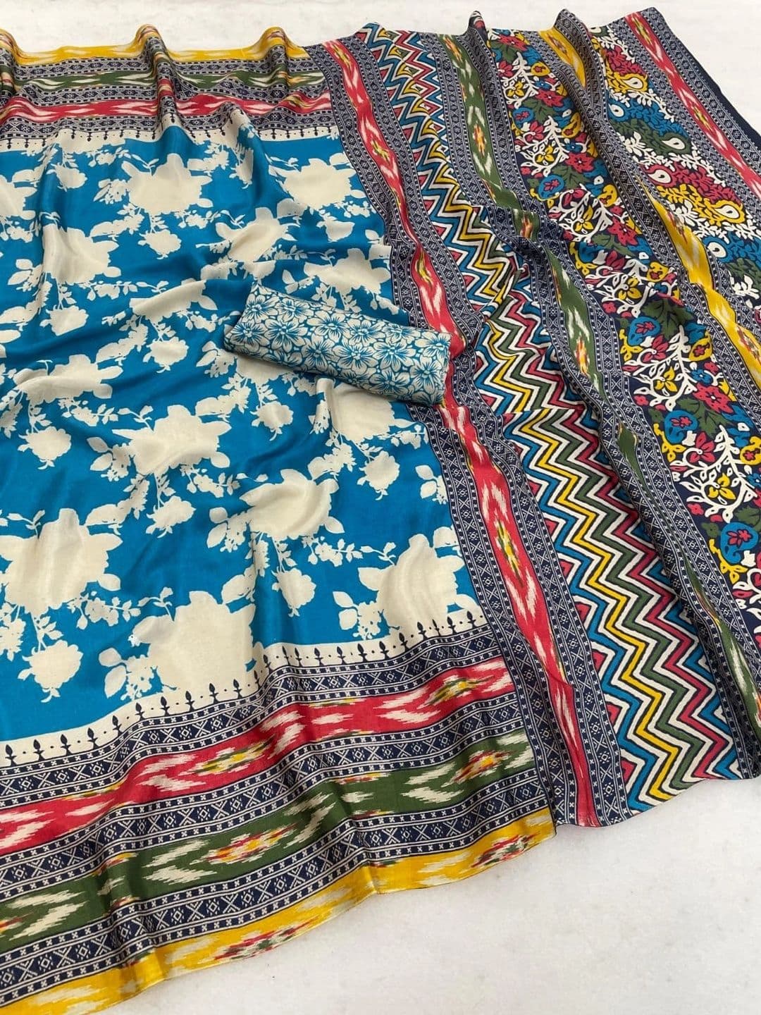 Anouk Floral Art Silk Designer Saree thumbnail 2