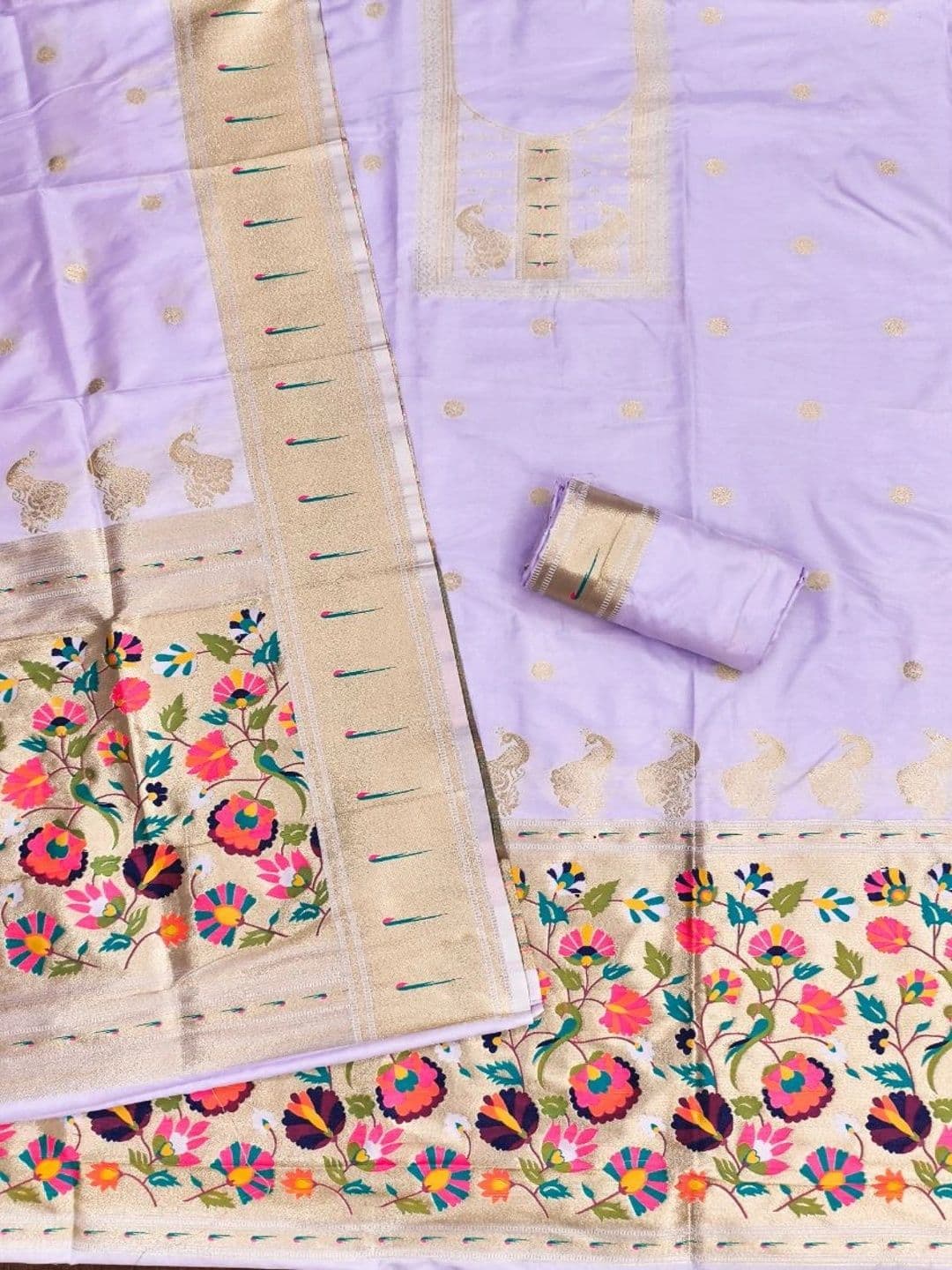 KALINI Pure Silk Unstitched Dress Material thumbnail 3