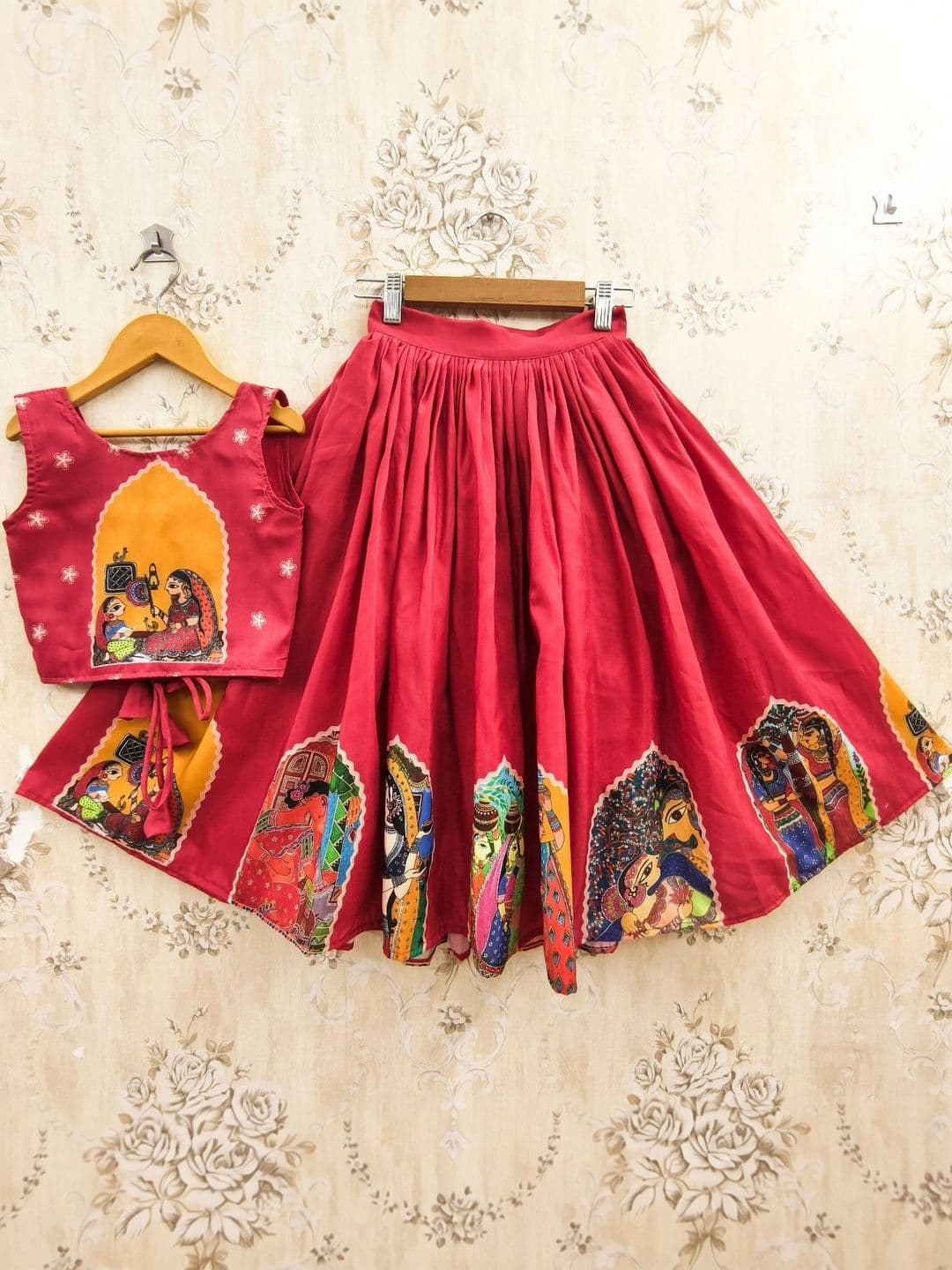 KALINI Girls Printed Kalamkari Ready to Wear Lehenga & thumbnail 5
