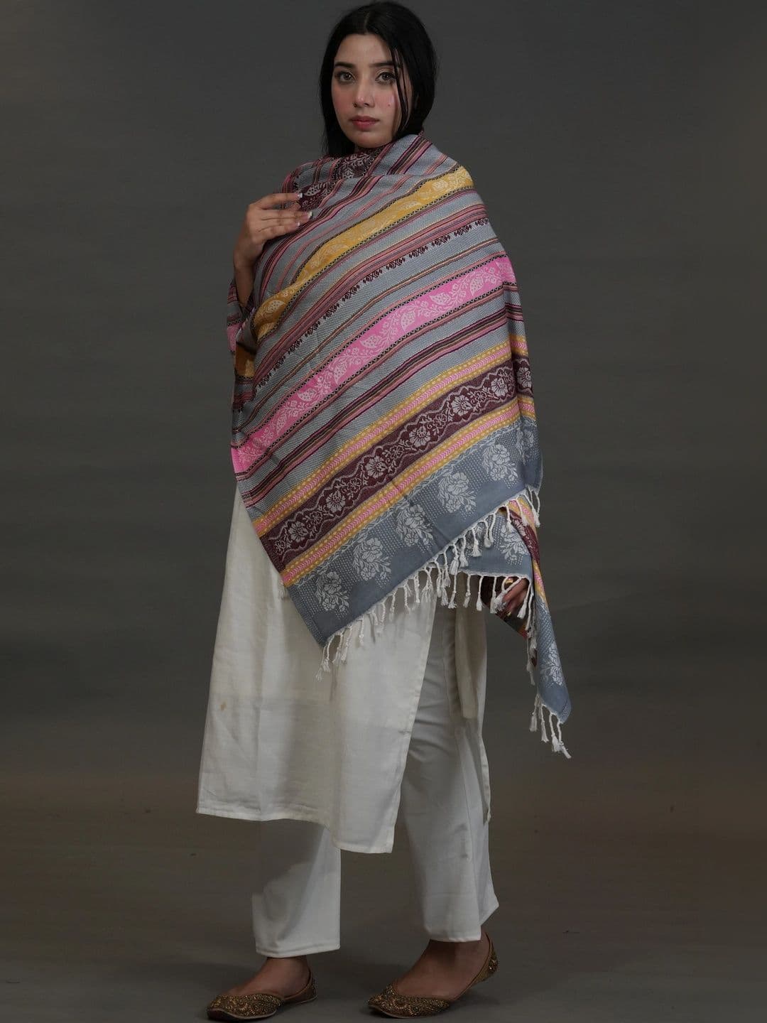 S.T. Women Ethnic Motifs Woven Design Acrylic Shawl thumbnail 5