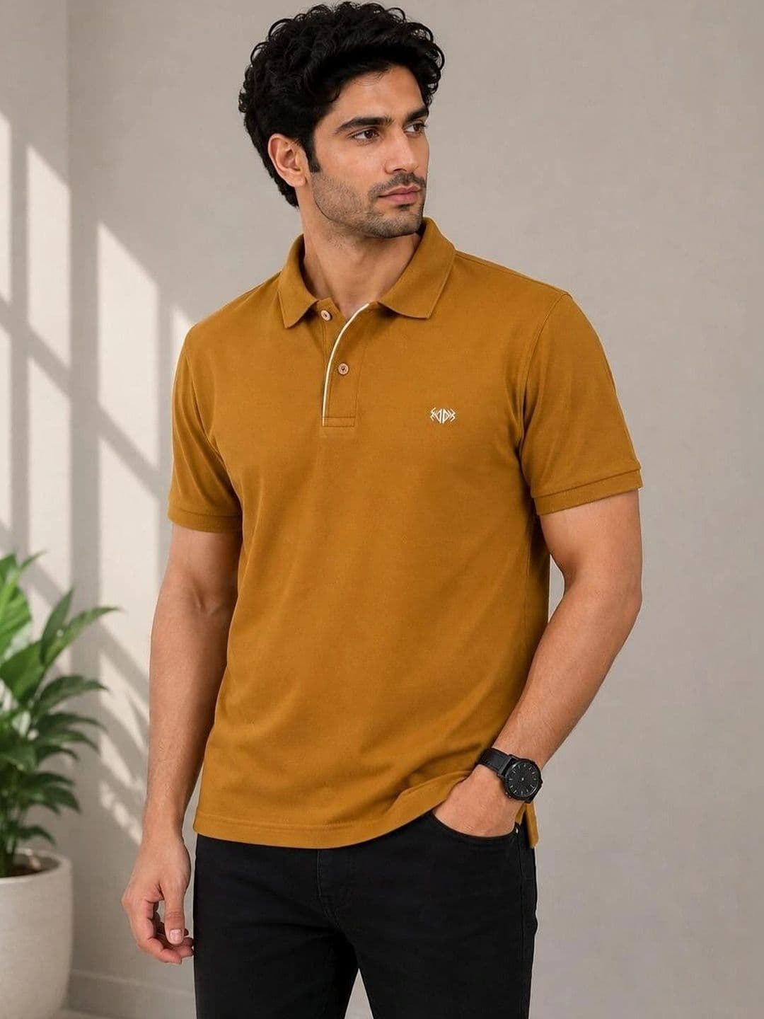 VELDEER Men Brand Logo Polo Collar T-shirt - view 1