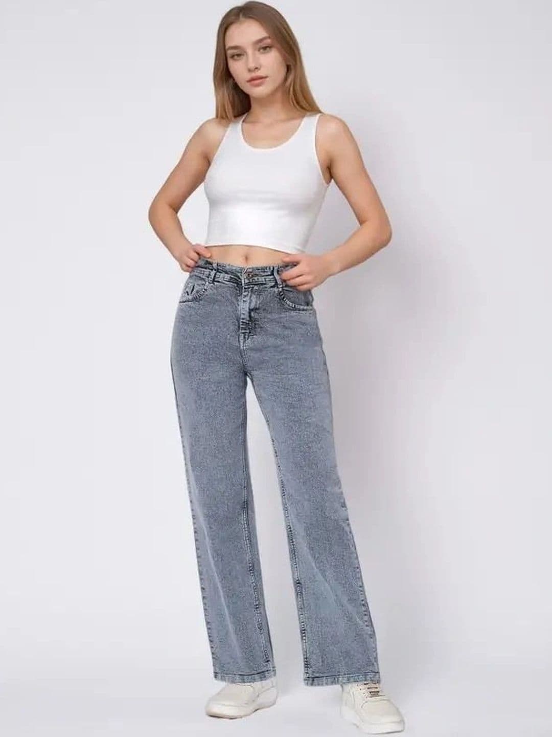 Mast & Harbour Women Comfort Wide Leg High-Rise Stretchable Jeans thumbnail 4