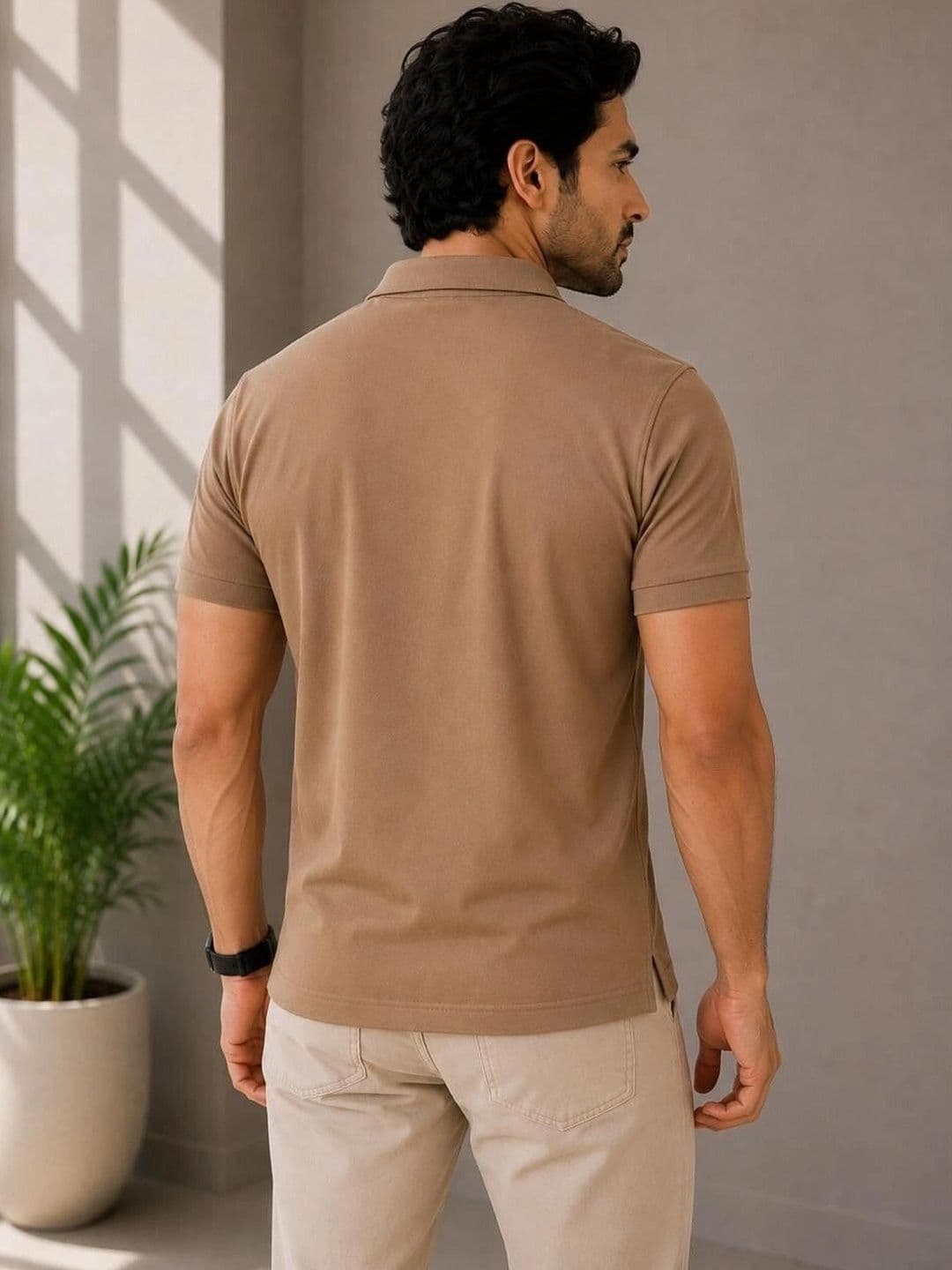 VELDEER Men Brand Logo Polo Collar T-shirt thumbnail 3