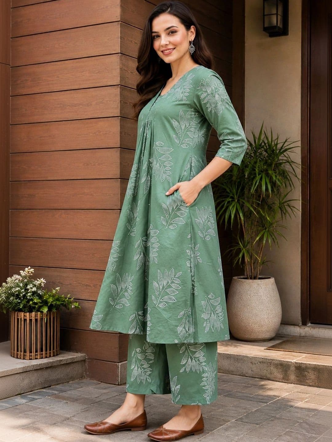 DSK STUDIO Women Floral Printed Regular Kurta with Palazzos thumbnail 2