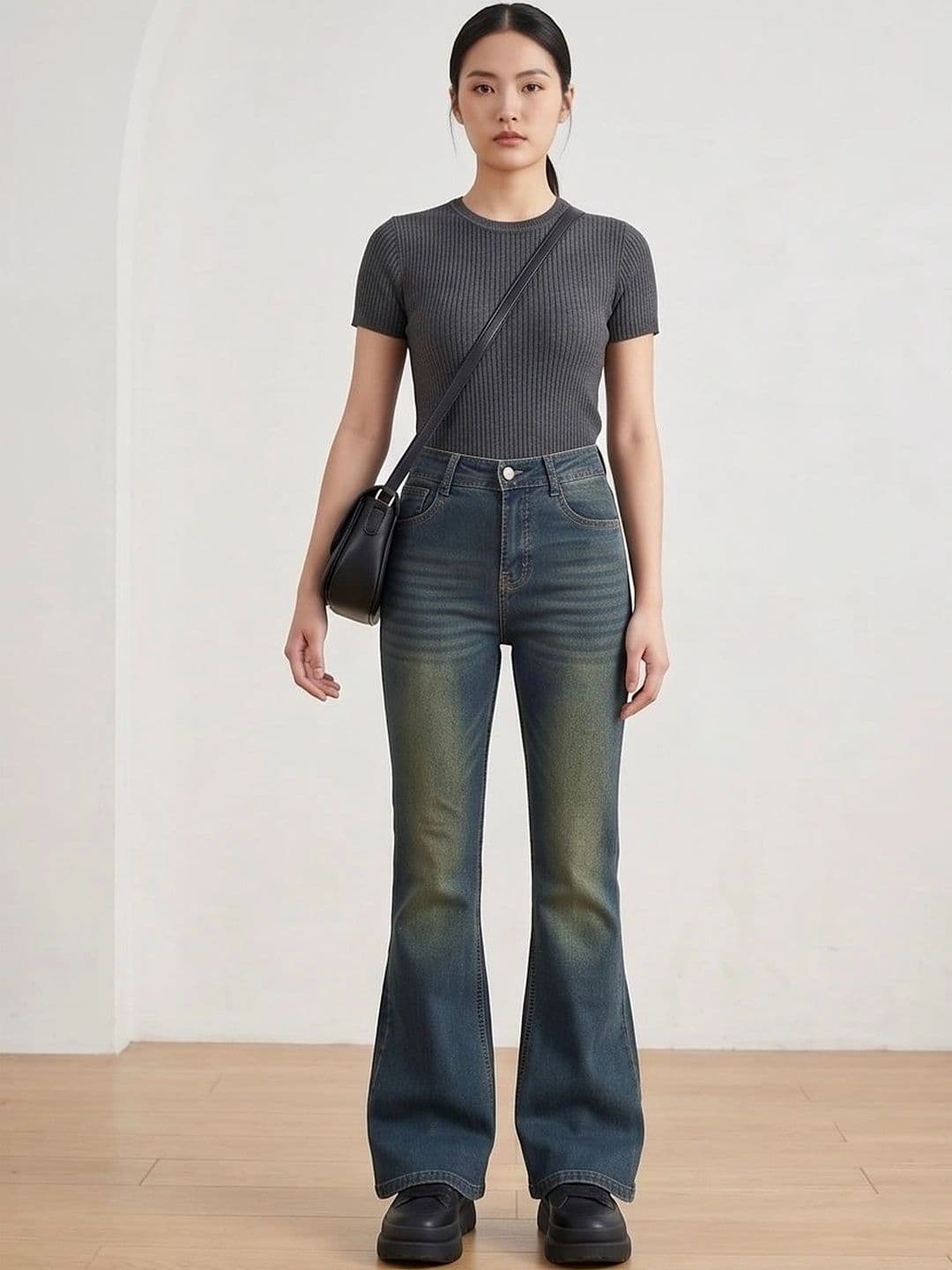 MERCEL Women Comfort Bootcut High-Rise Low Distress Heavy Fade Stretchable Jeans thumbnail 4