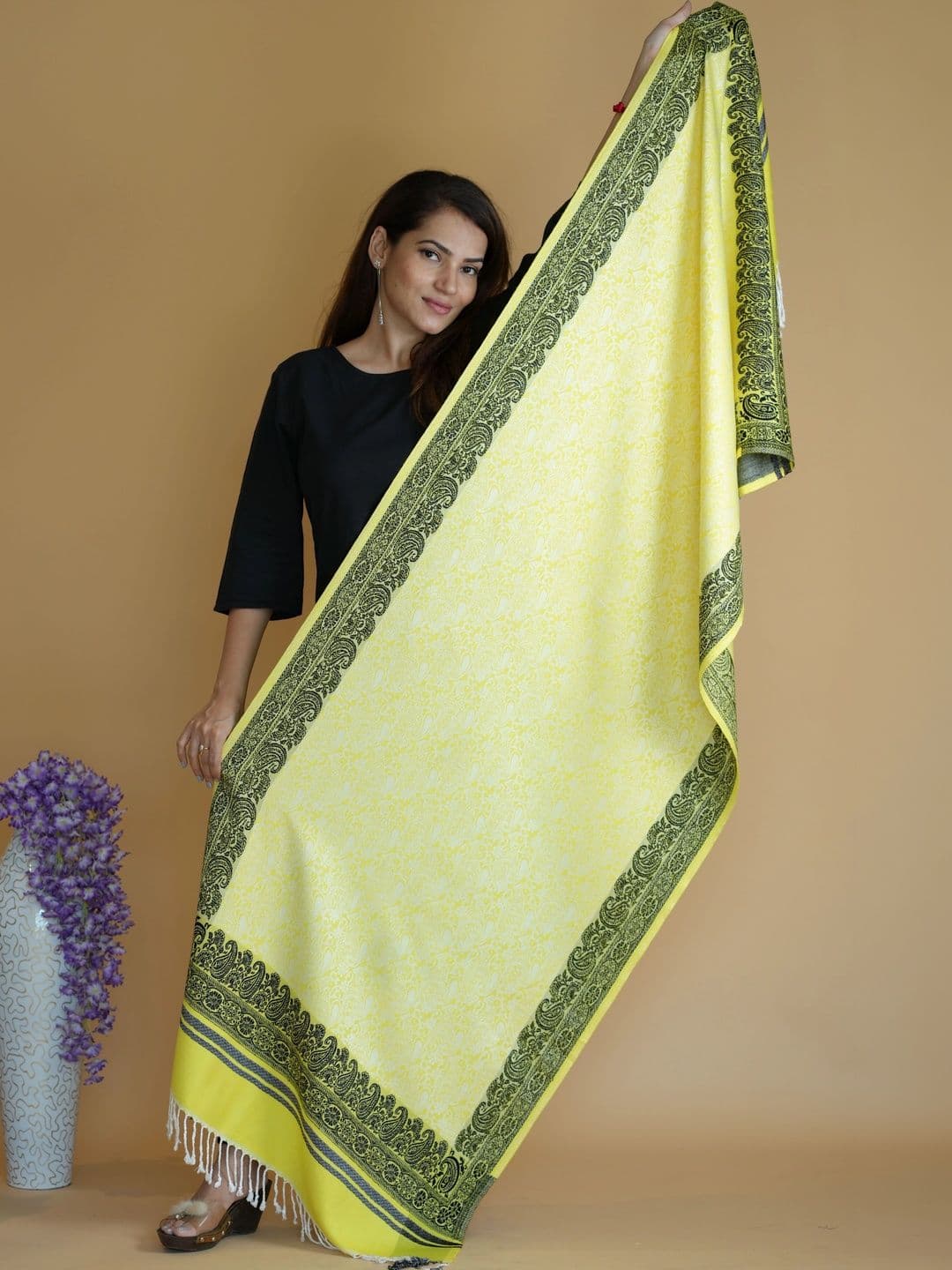 S.T. Women Ethnic Motifs Printed Acrylic Shawl thumbnail 2
