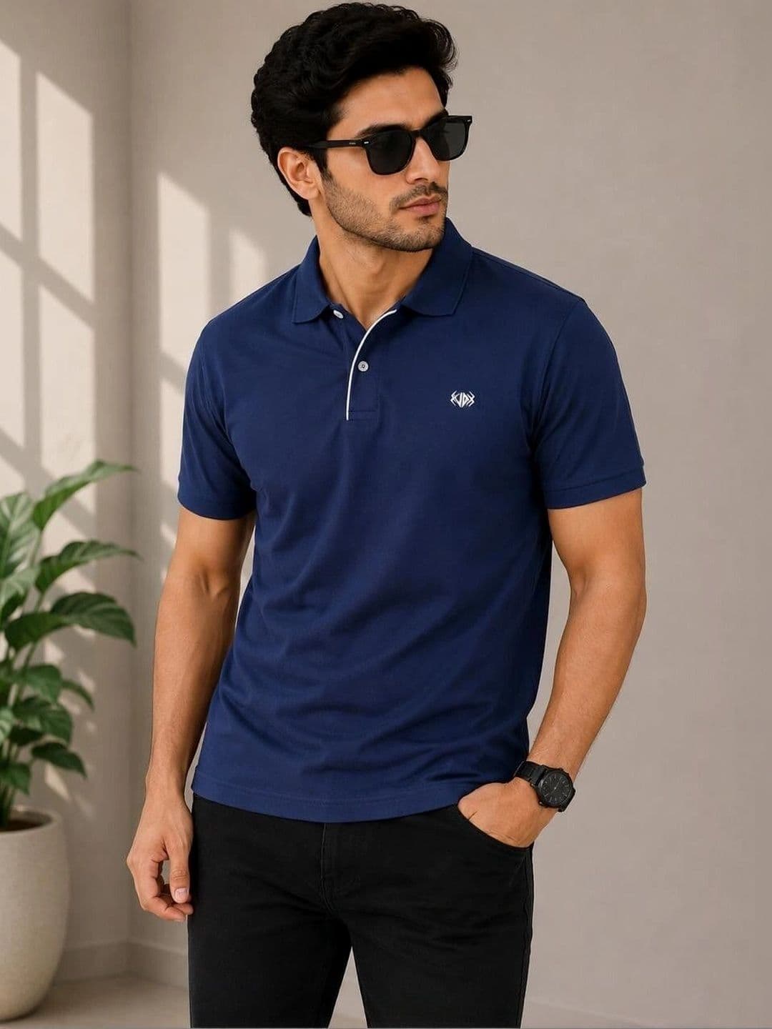 VELDEER Men Brand Logo Polo Collar T-shirt - view 1