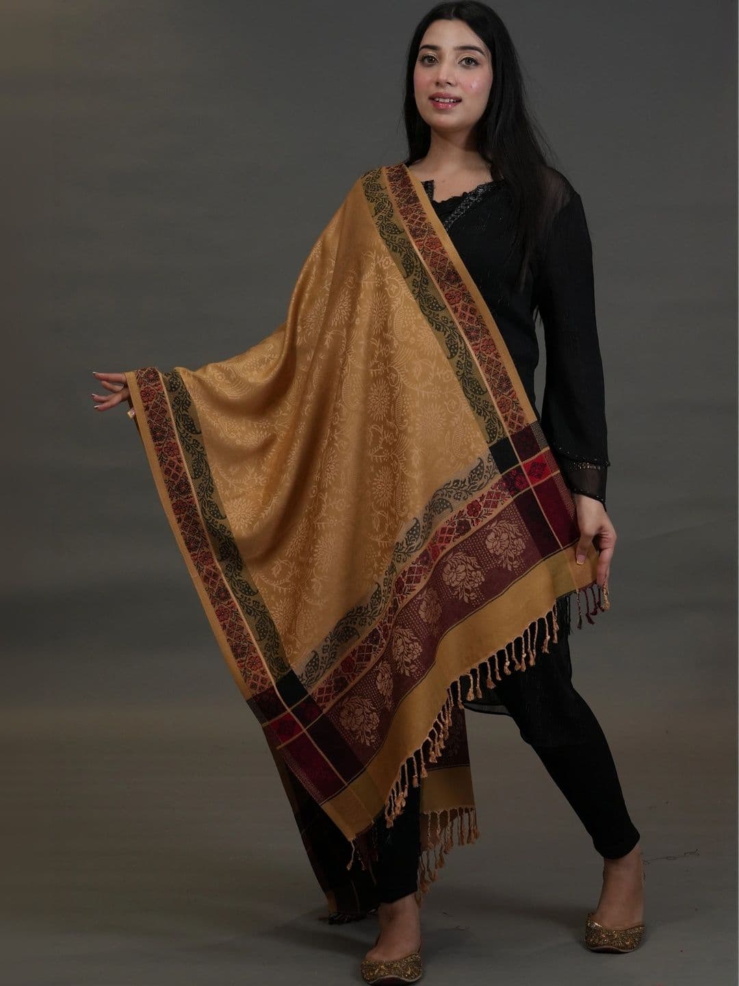 SHIFNEEN Women Paisley Woven Design Acrylic Shawl - view 1