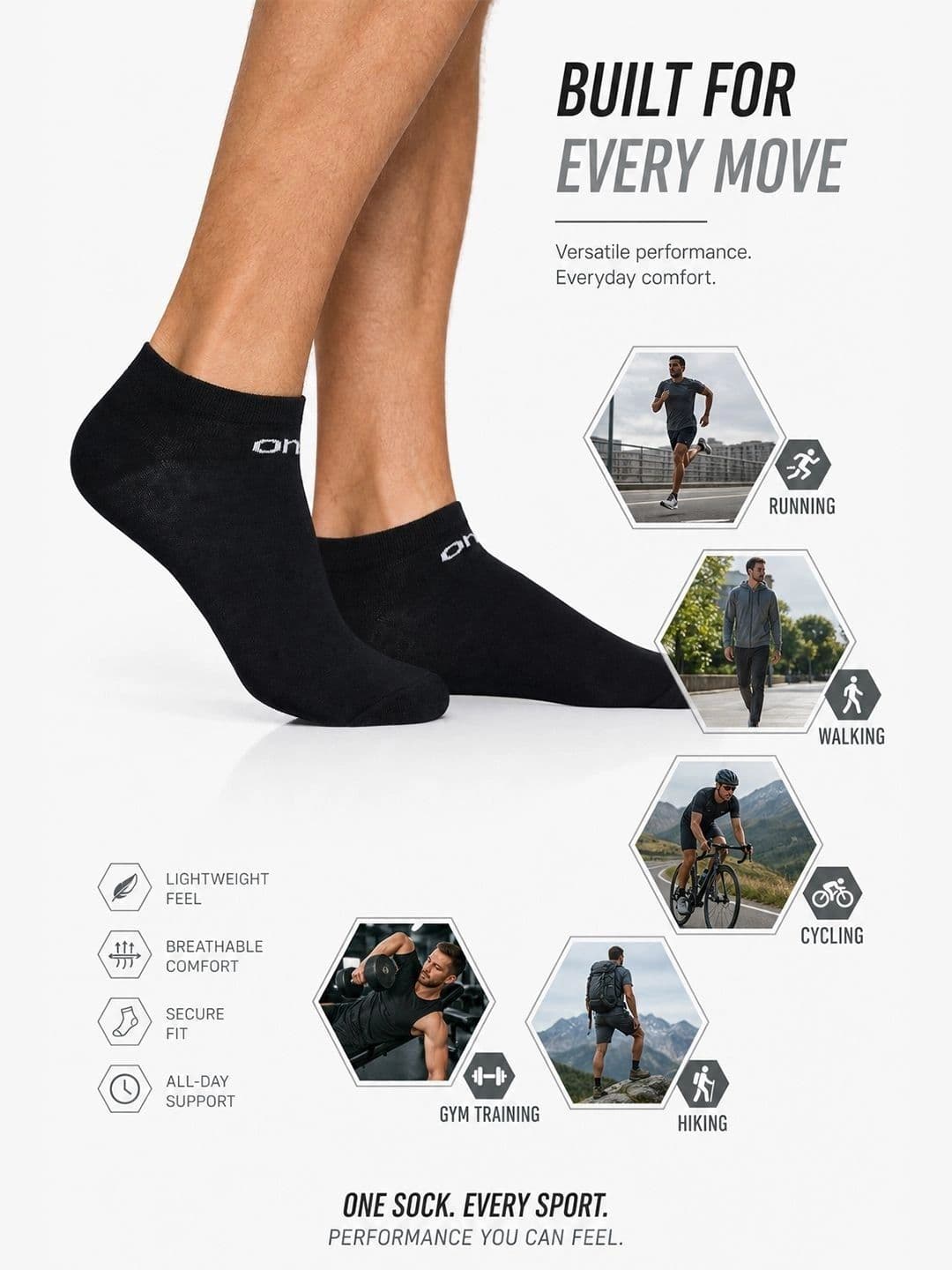 One8 Men Cotton Ankle Length Socks thumbnail 2