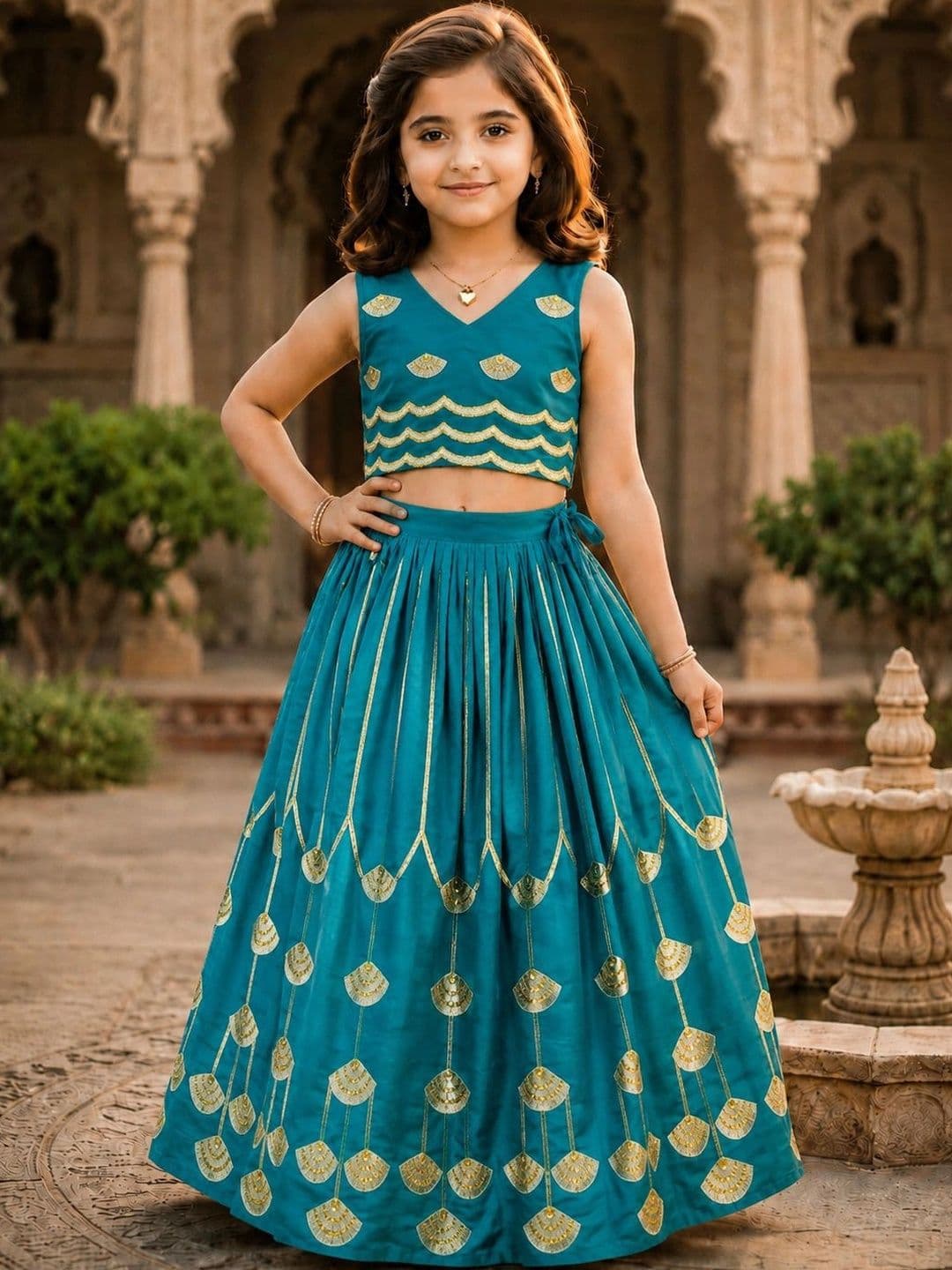 KALINI Girls Embellished Sequinned Ready to Wear Lehenga & - view 1