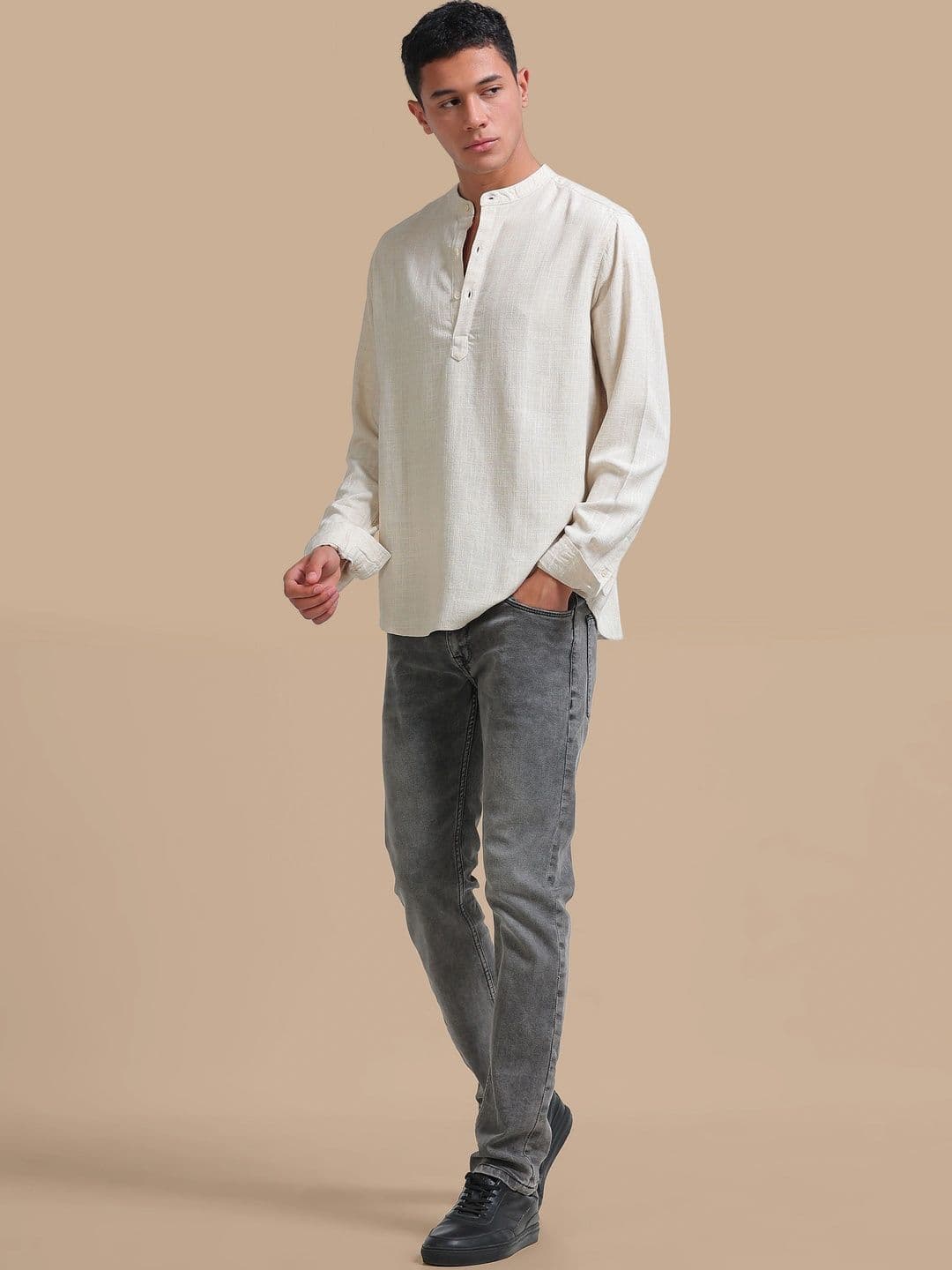 StitchX Men's Pure Cotton Mandarin Collar Kurta Shirt thumbnail 6