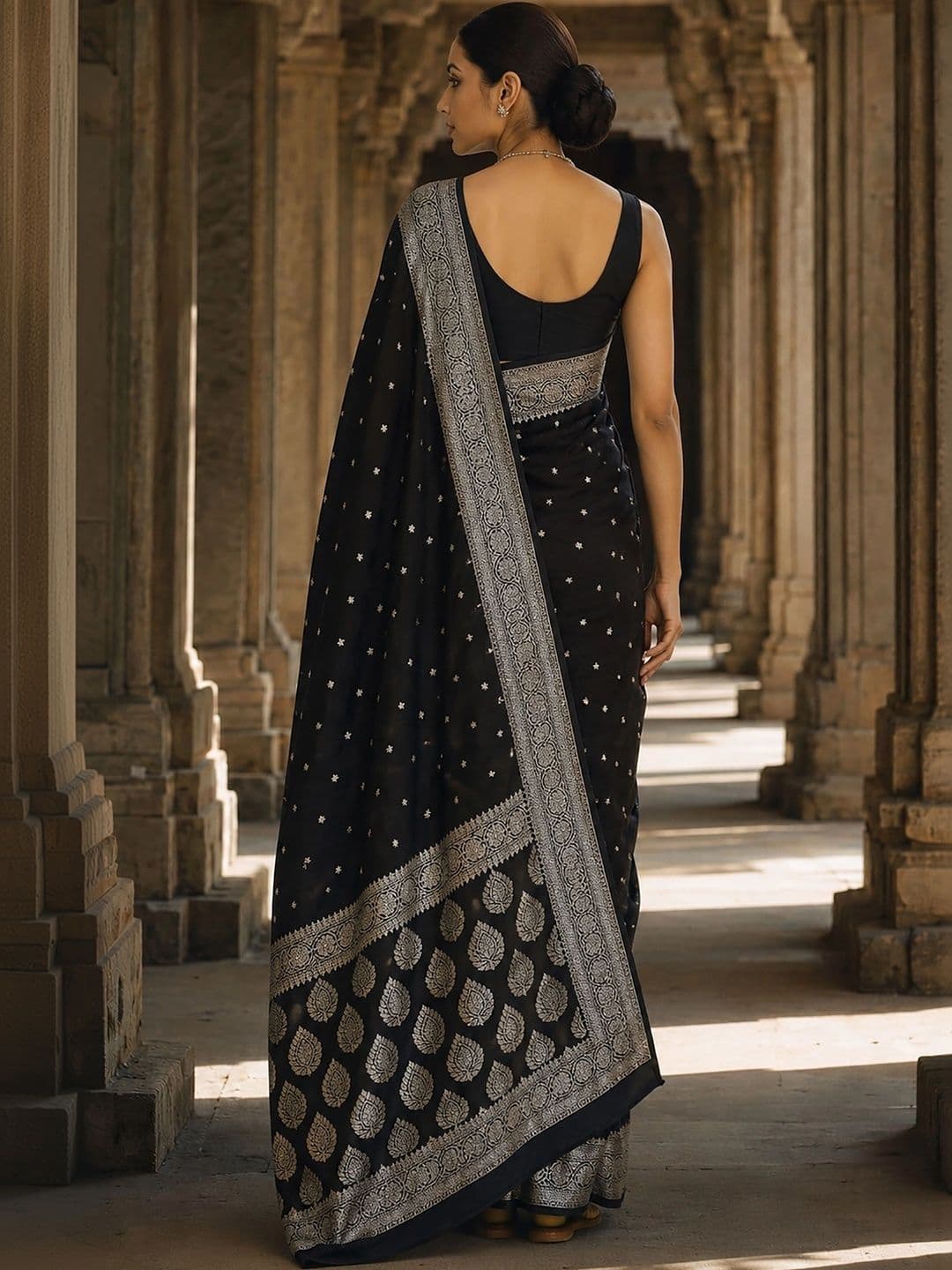 Mitera Woven Design Zari Silk Blend Designer Banarasi Saree thumbnail 3