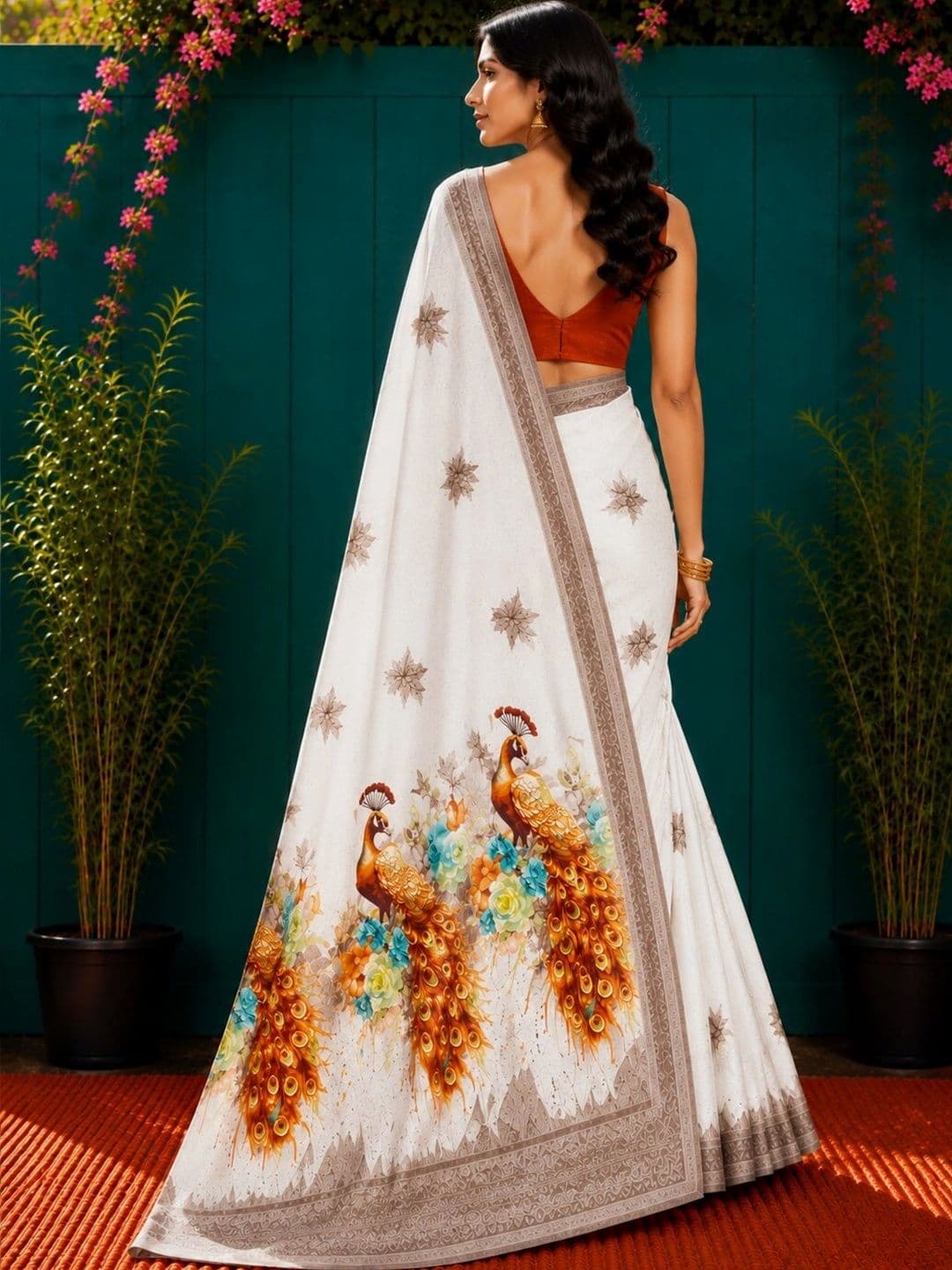 Anouk Art Silk Fusion Saree thumbnail 2