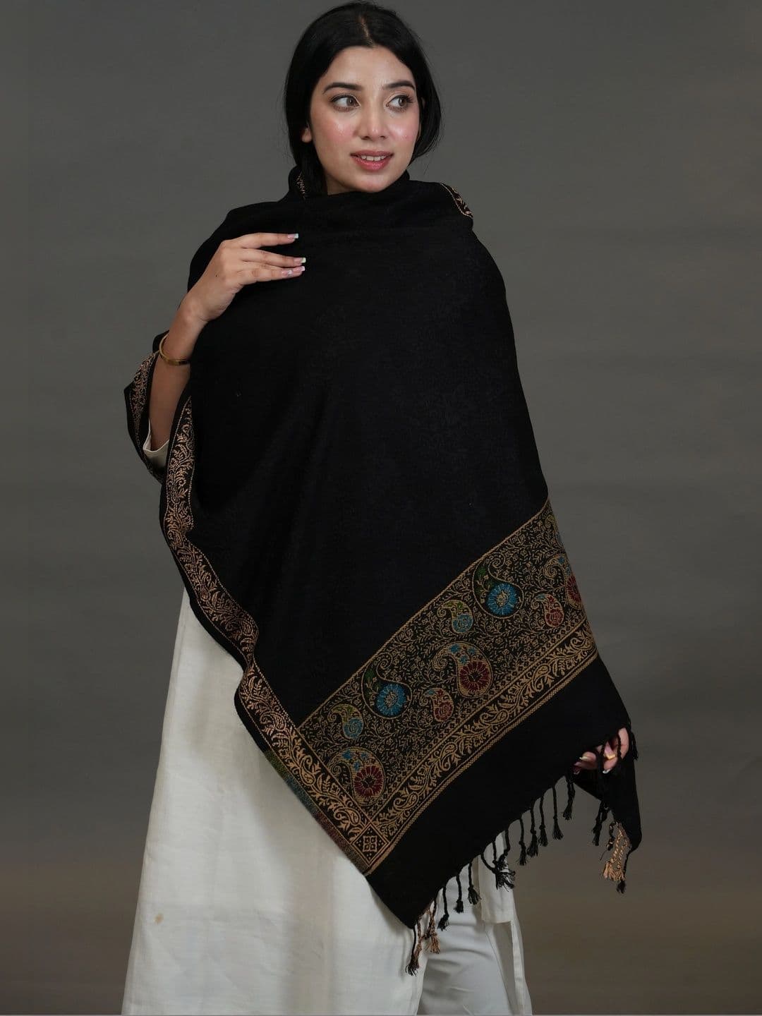 S.T. Women Paisley Woven Design Acrylic Shawl thumbnail 2