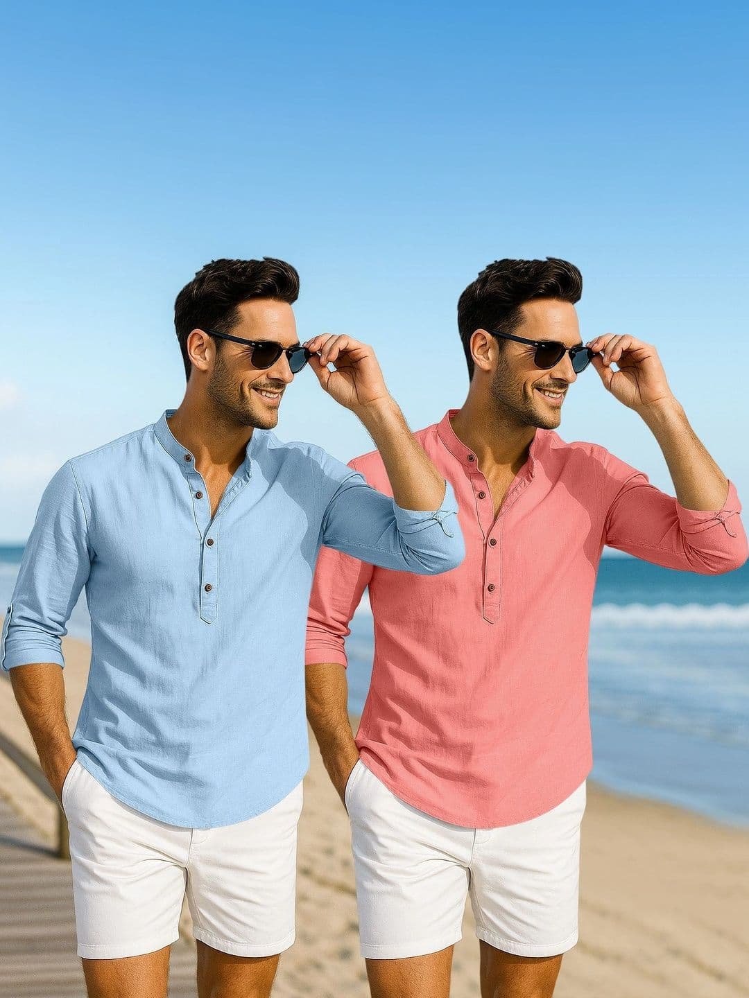 ZBIO Men Pack of 2 Cotton Solid Kurta thumbnail 2