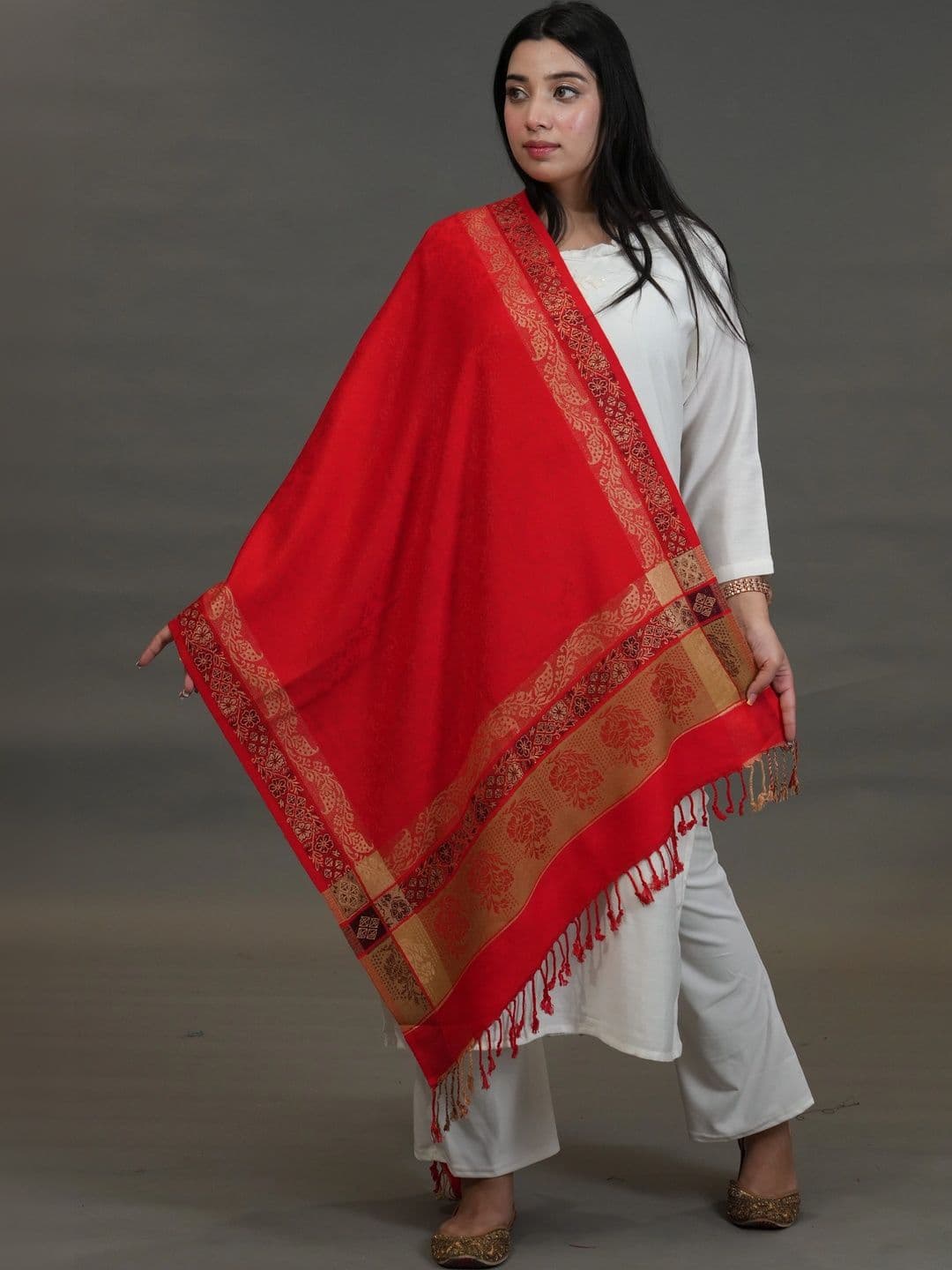 S.T. Women Ethnic Motifs Woven Design Acrylic Shawl - view 1