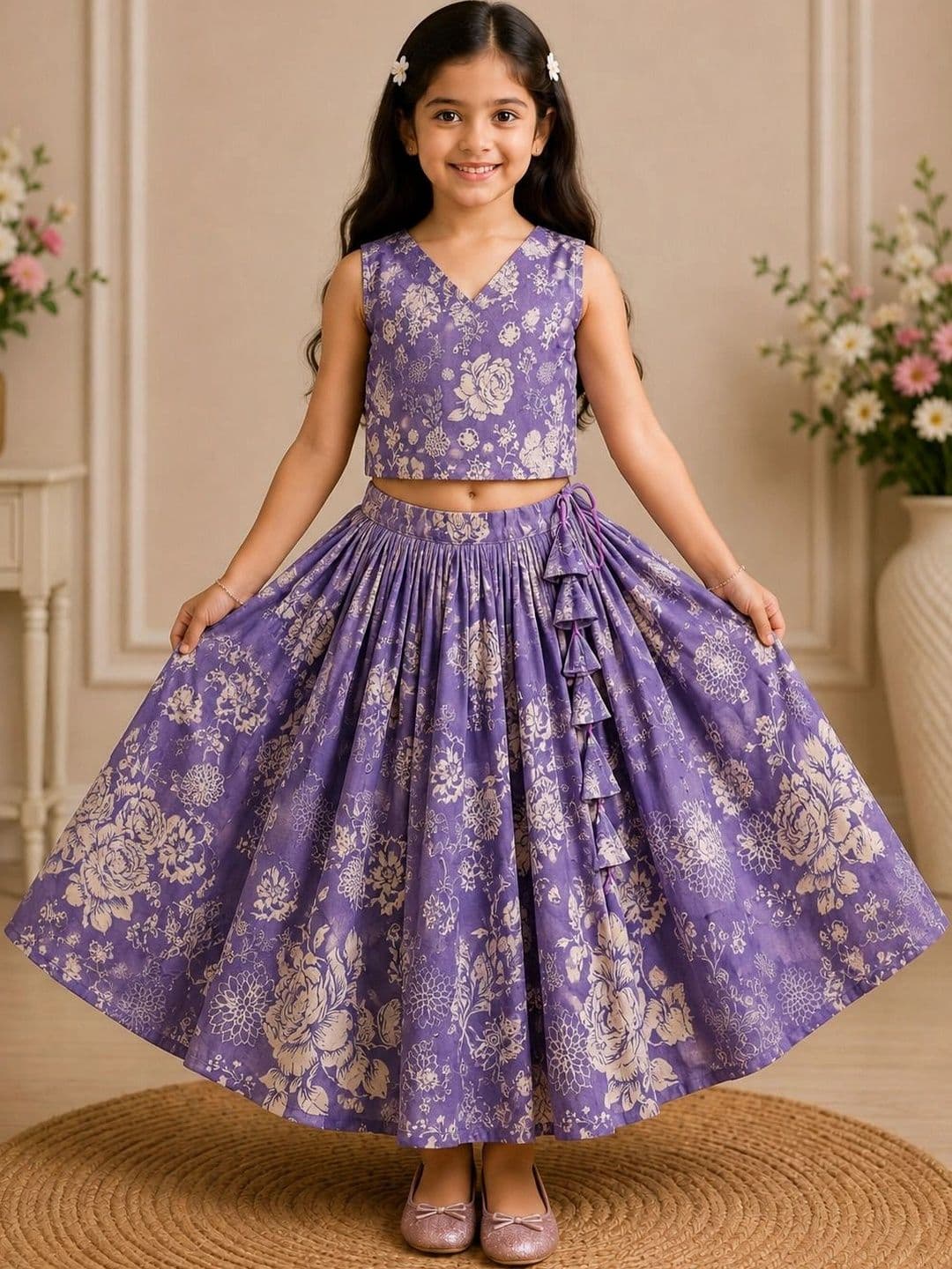 KALINI Girls Printed Ready to Wear Lehenga & - view 1