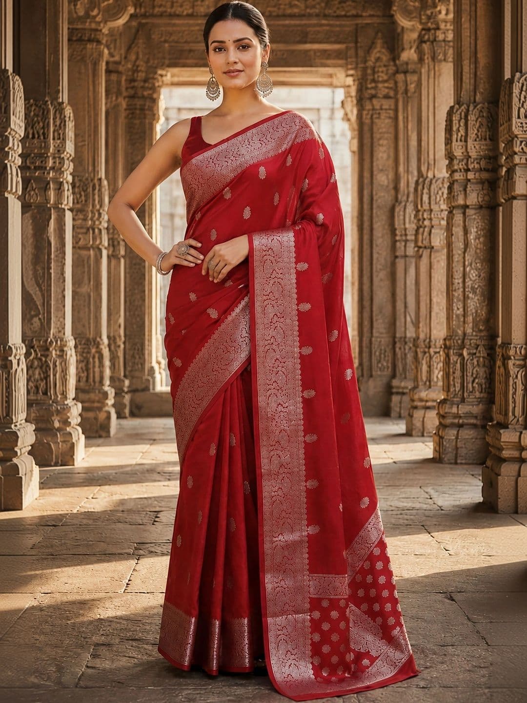 Mitera Woven Design Silk Blend Designer Banarasi Saree thumbnail 4