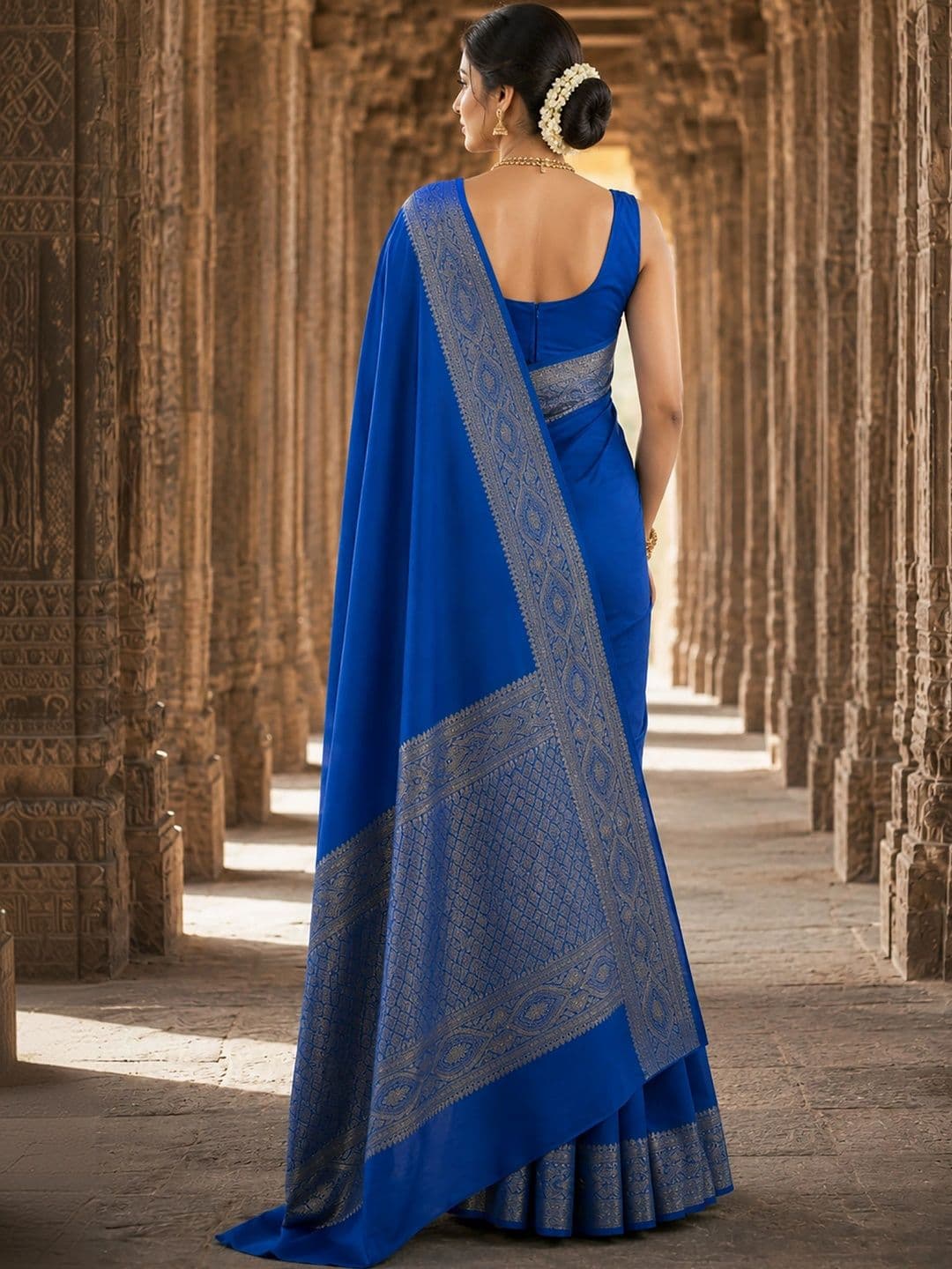 Mitera Woven Design Zari Silk Blend Designer Banarasi Saree thumbnail 5