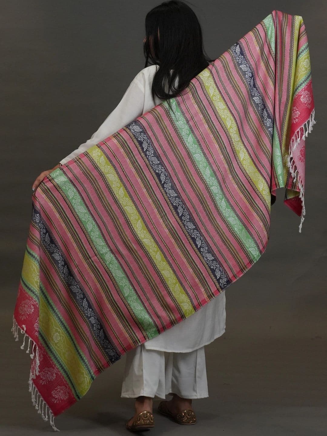 S.T. Women Ethnic Motifs Woven Design Acrylic Shawl thumbnail 5