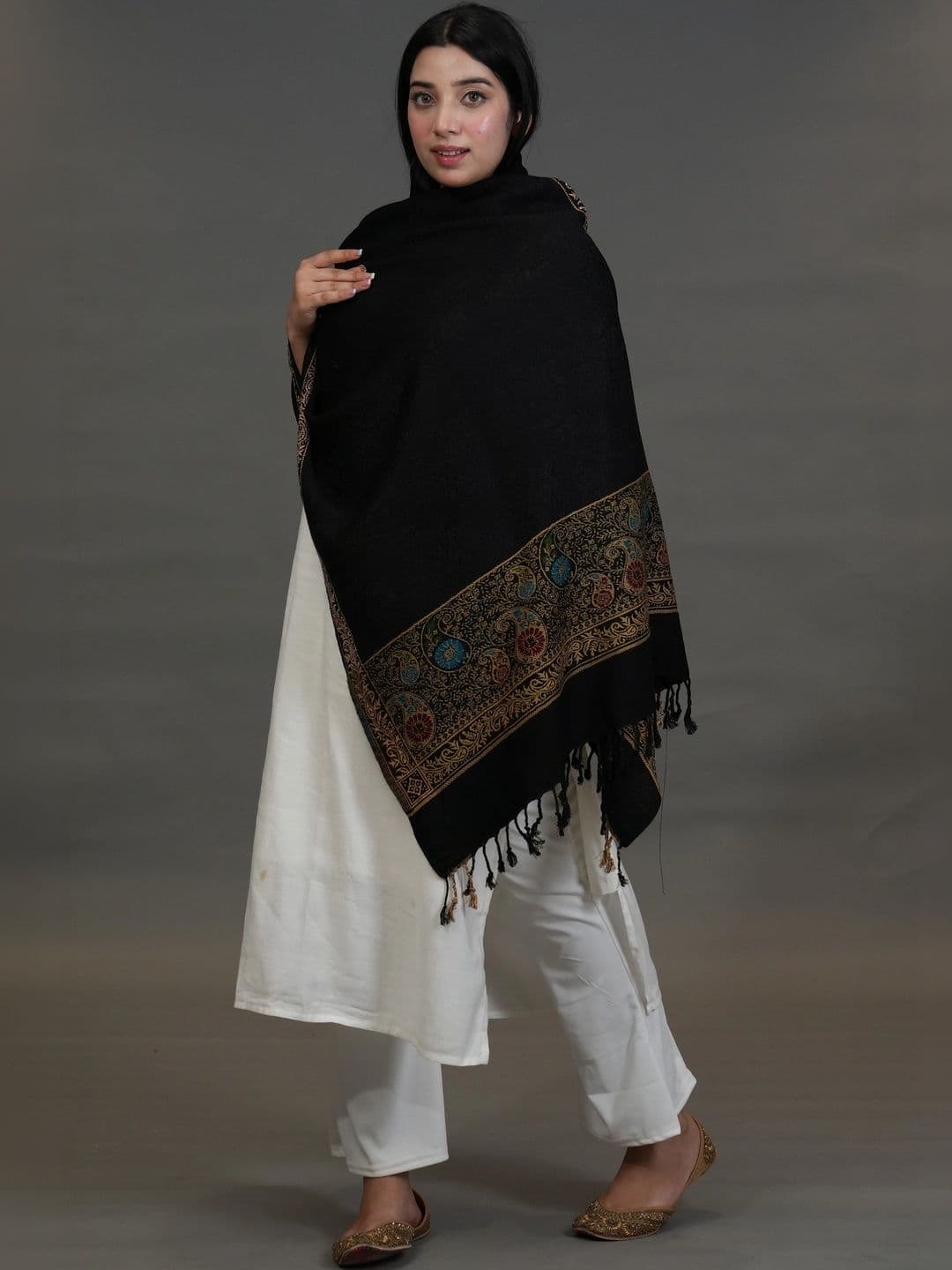 S.T. Women Paisley Woven Design Acrylic Shawl thumbnail 5