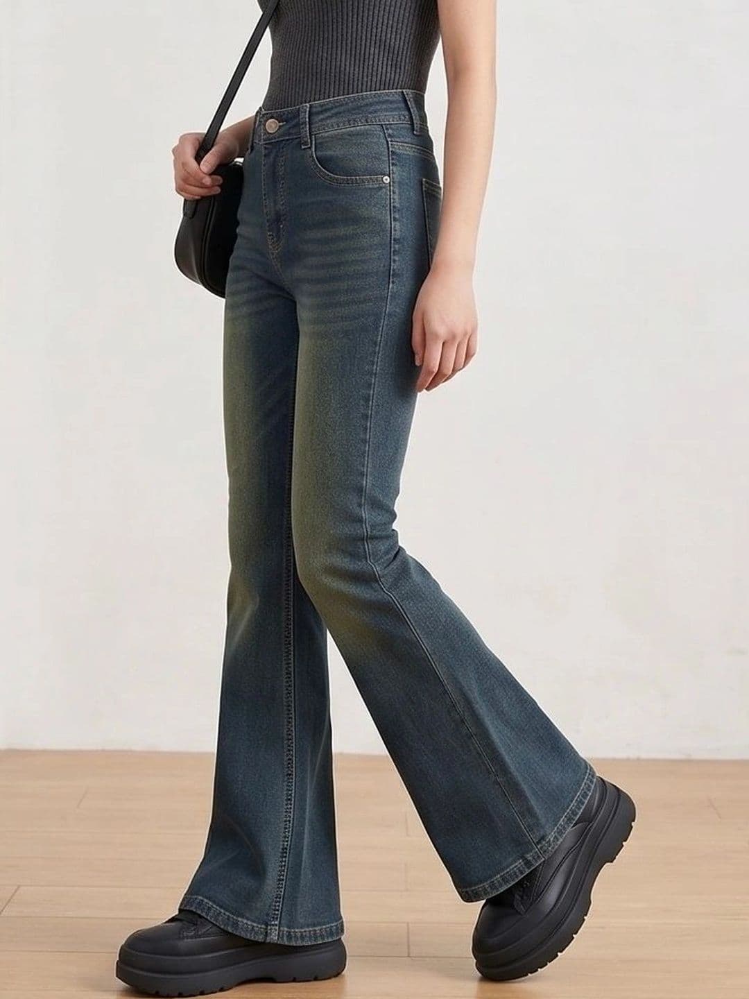 MERCEL Women Comfort Bootcut High-Rise Low Distress Heavy Fade Stretchable Jeans thumbnail 3