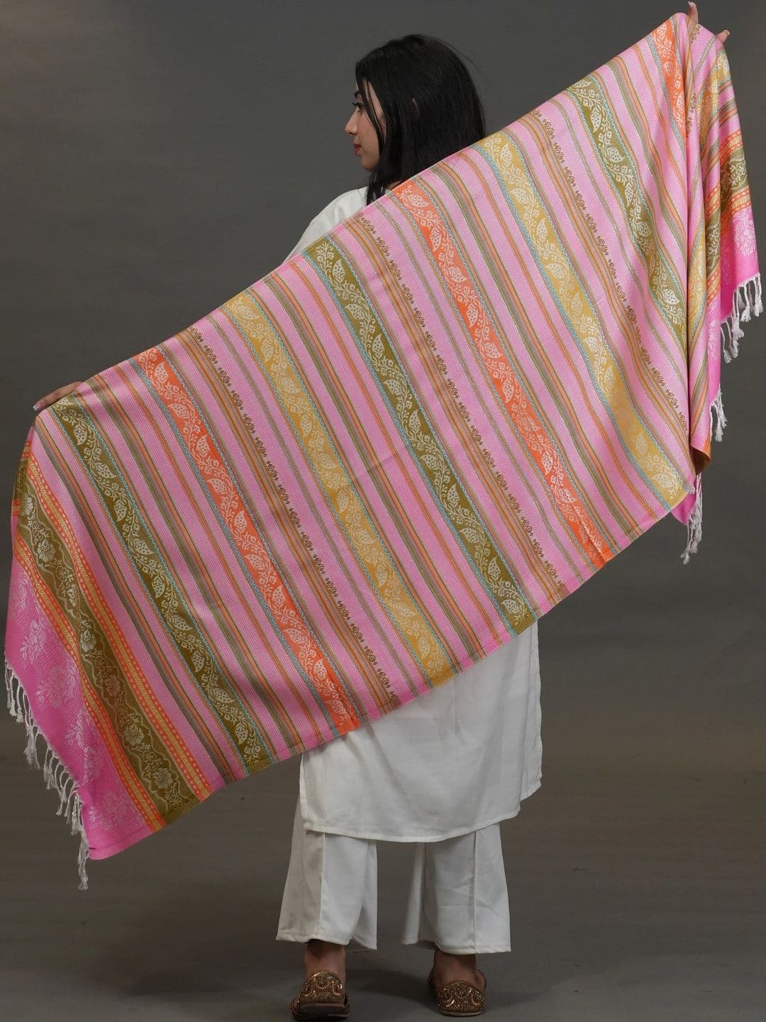 S.T. Women Ethnic Motifs Woven Design Acrylic Shawl thumbnail 2