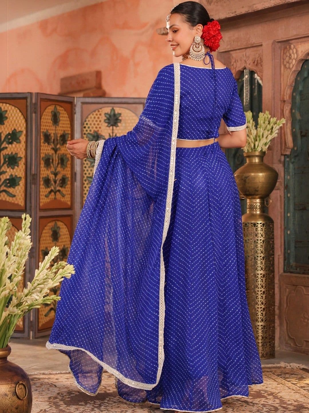 SCAKHI Embroidered Mirror Work Ready to Wear Lehenga & Blouse With Dupatta thumbnail 2