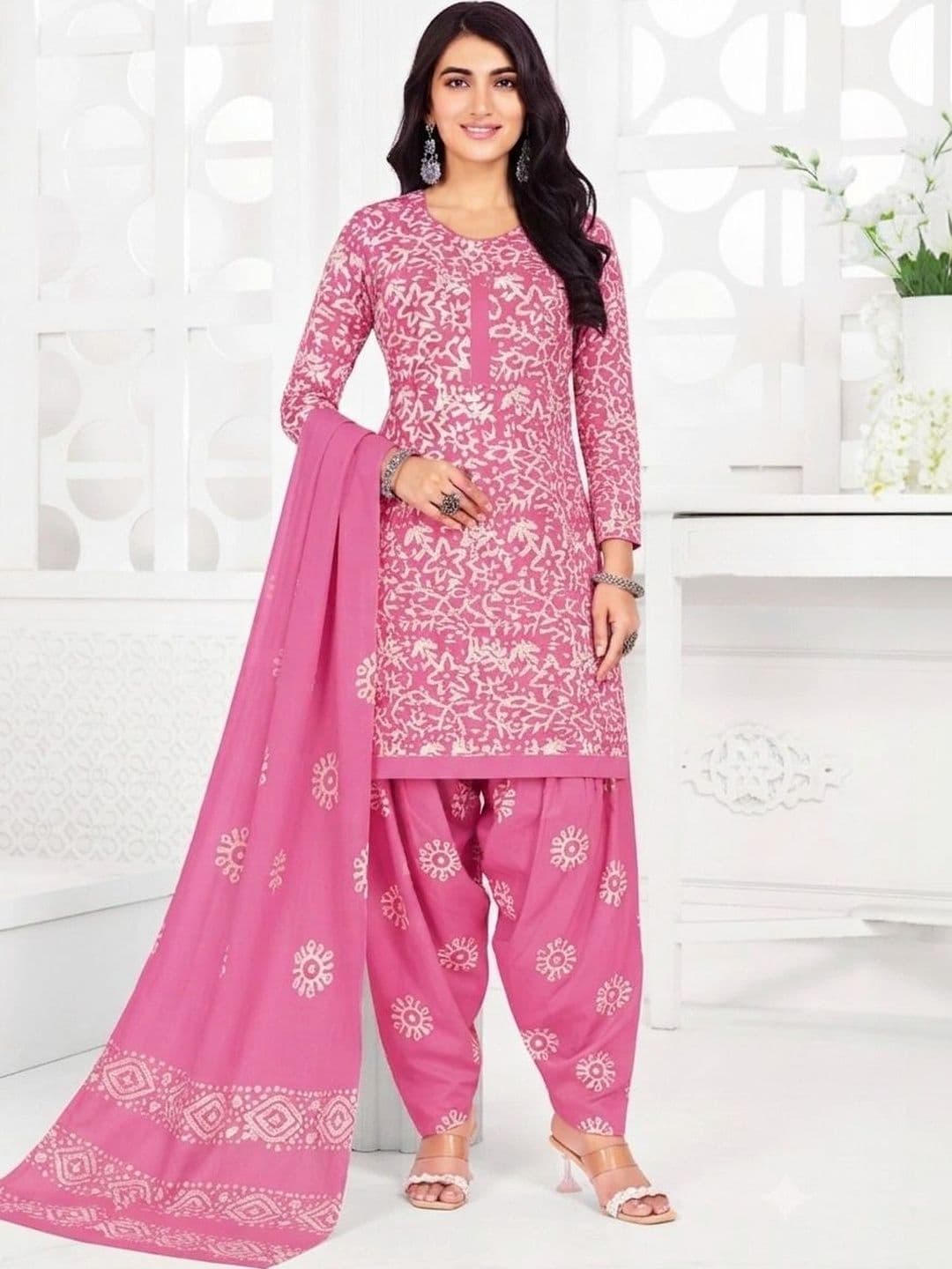 shree jeenmata collection Printed Pure Cotton Unstitched Dress Material thumbnail 2