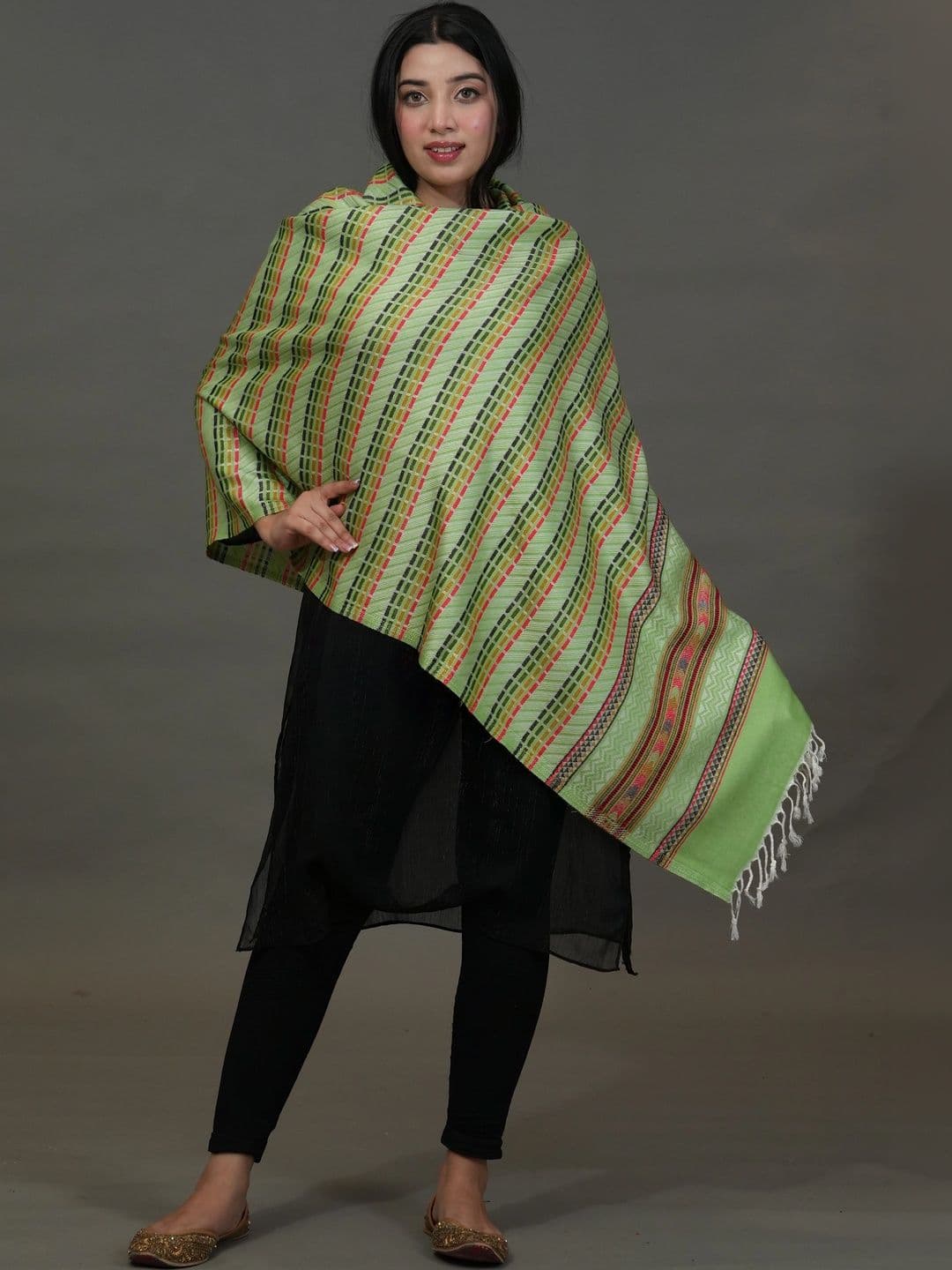 SHIFNEEN Women Geometric Woven Design Acrylic Shawl thumbnail 2