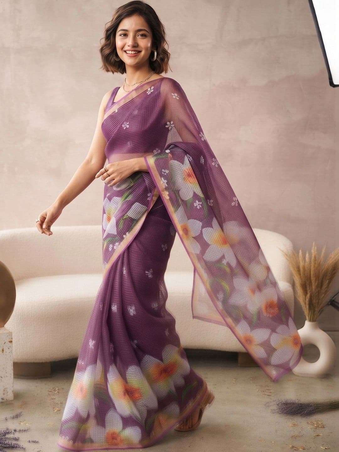 elora Floral Fusion Saree thumbnail 3