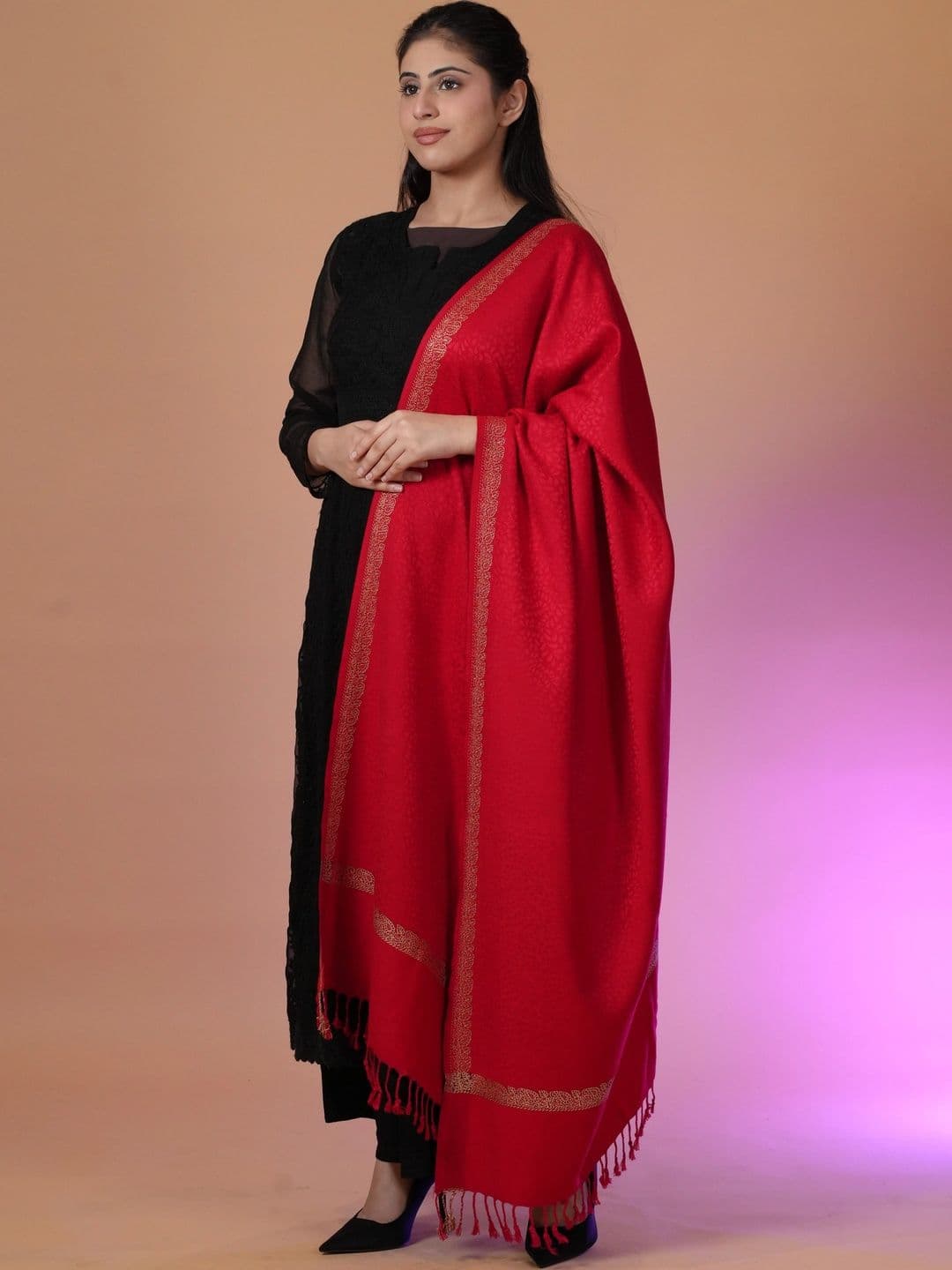 SHIFNEEN Women Woven Design Acrylic Shawl thumbnail 2