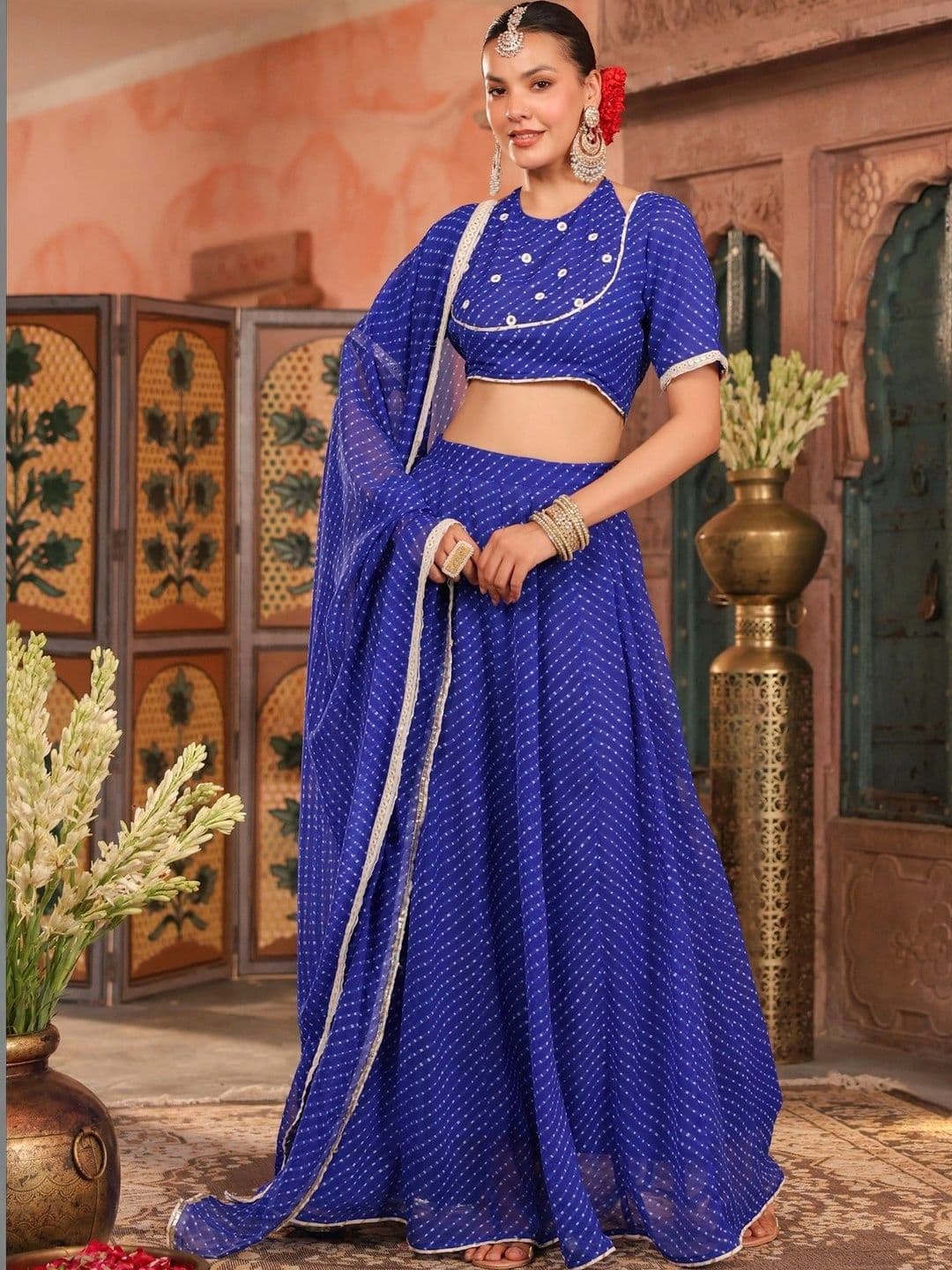 SCAKHI Embroidered Mirror Work Ready to Wear Lehenga & Blouse With Dupatta - view 1