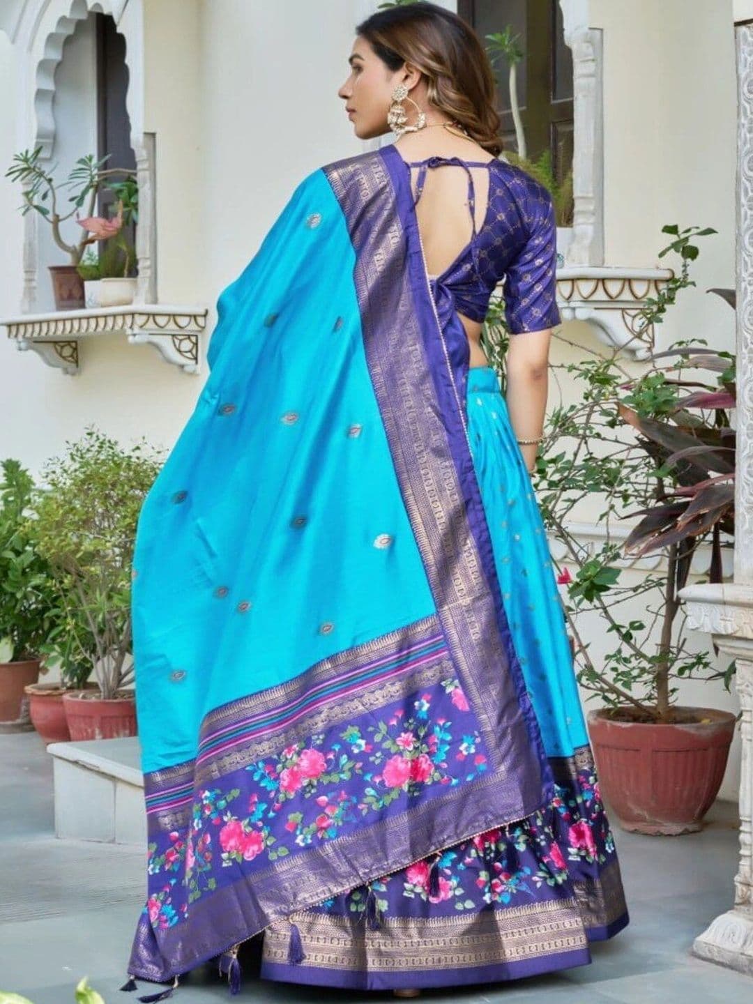 Sangria Semi-Stitched Lehenga & Unstitched Blouse With Dupatta thumbnail 6