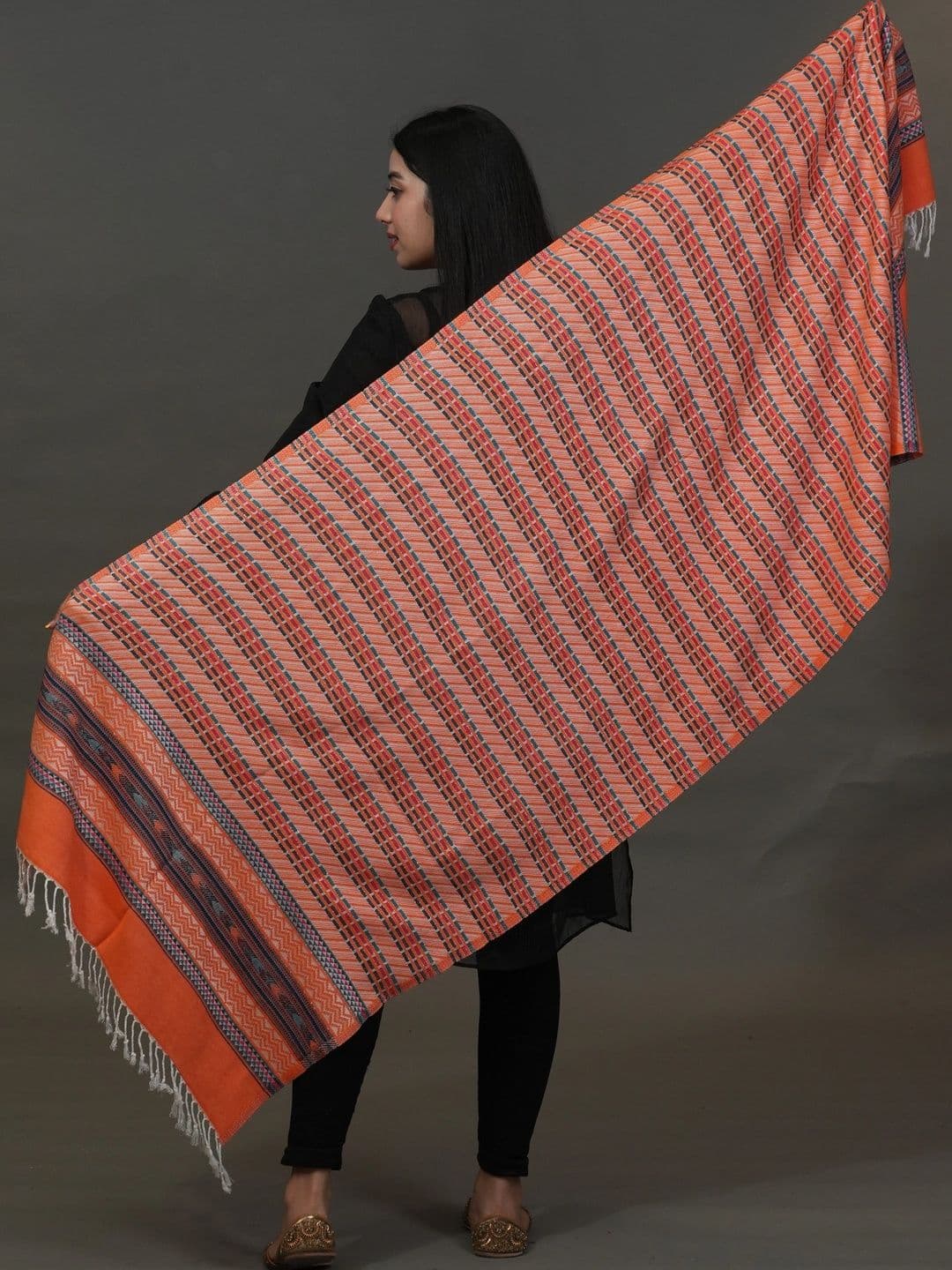SHIFNEEN Women Geometric Woven Design Acrylic Shawl thumbnail 3