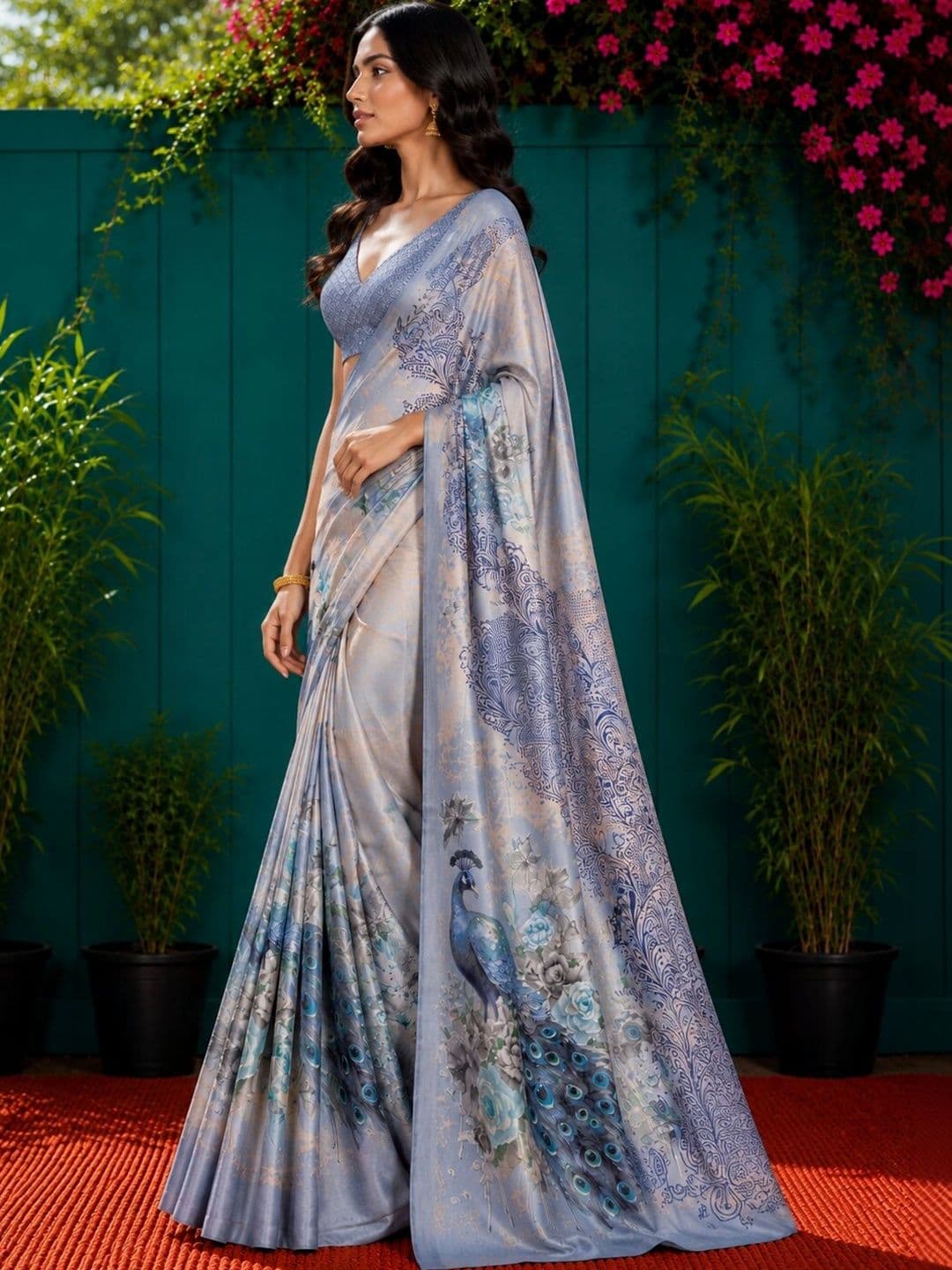 Anouk Art Silk Fusion Saree thumbnail 4