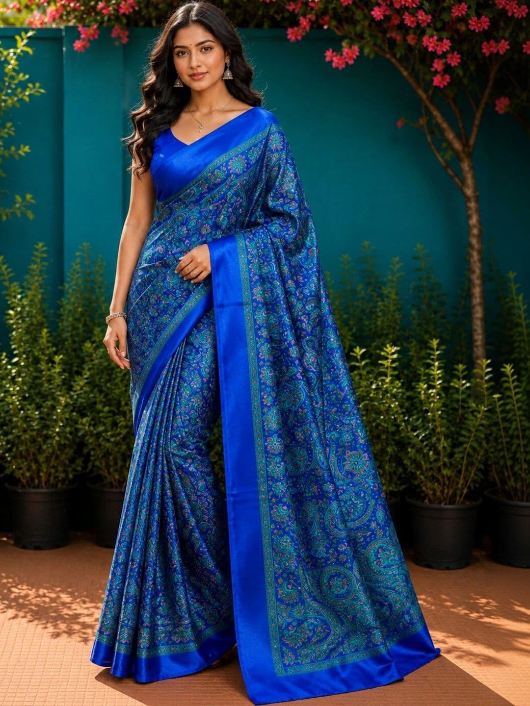 Anouk Floral Art Silk Designer Saree - view 1