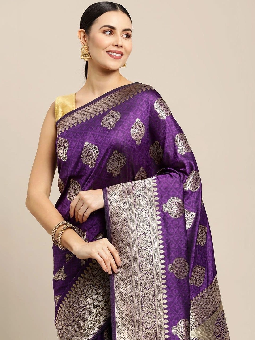 KALINI Women Woven Design Zari Art Silk Banarasi Saree thumbnail 2