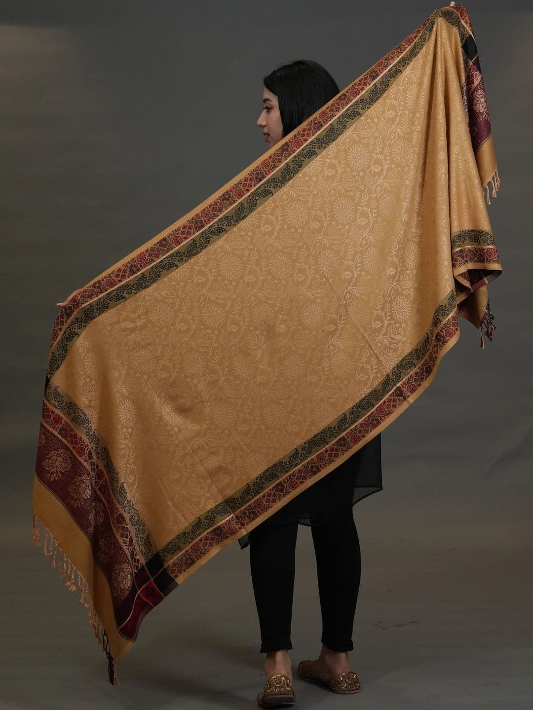 SHIFNEEN Women Paisley Woven Design Acrylic Shawl thumbnail 2
