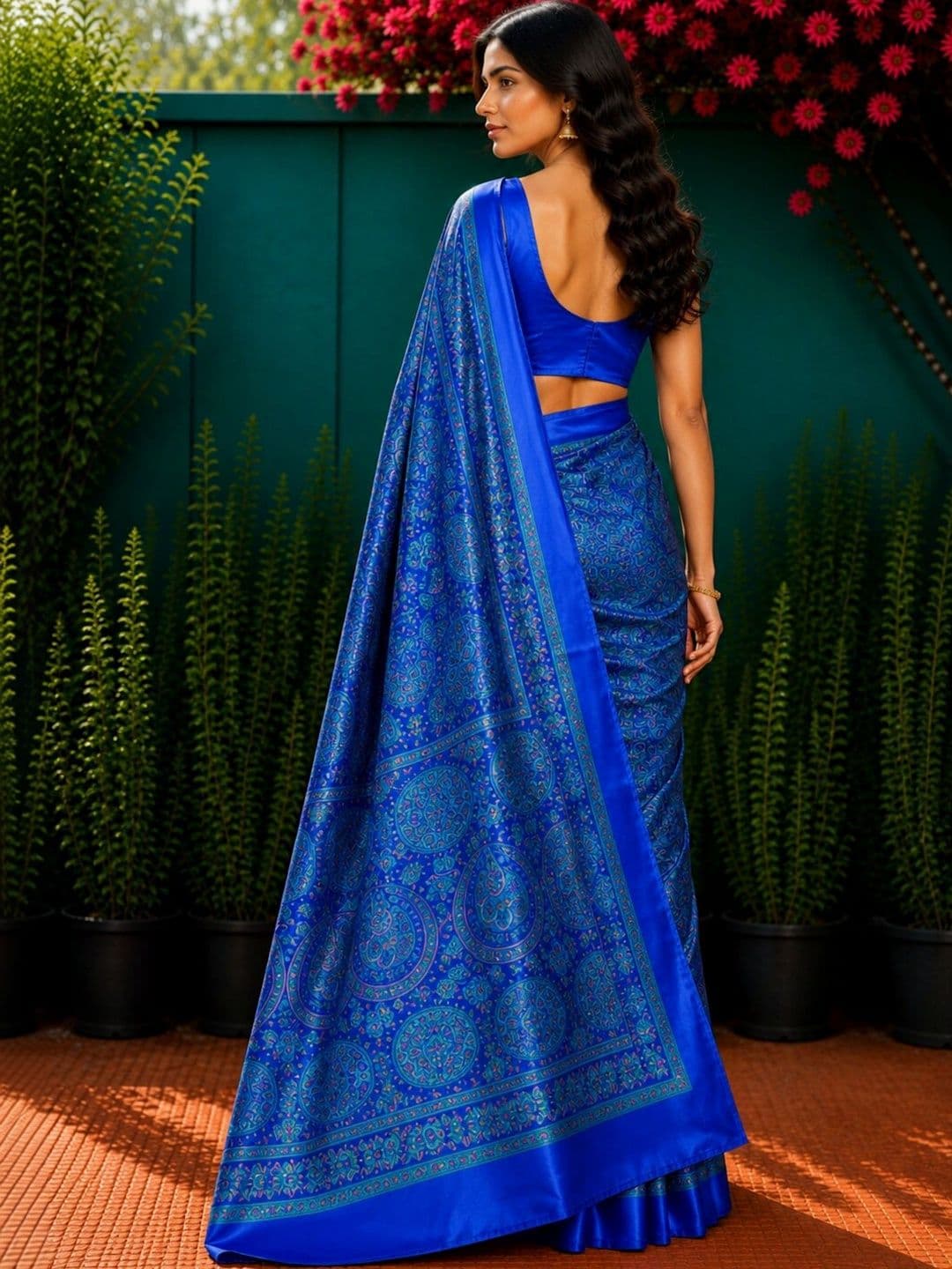 Anouk Floral Art Silk Designer Saree thumbnail 2