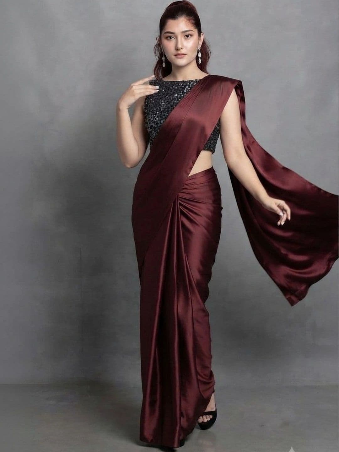 HERE&NOW Satin Saree - view 1