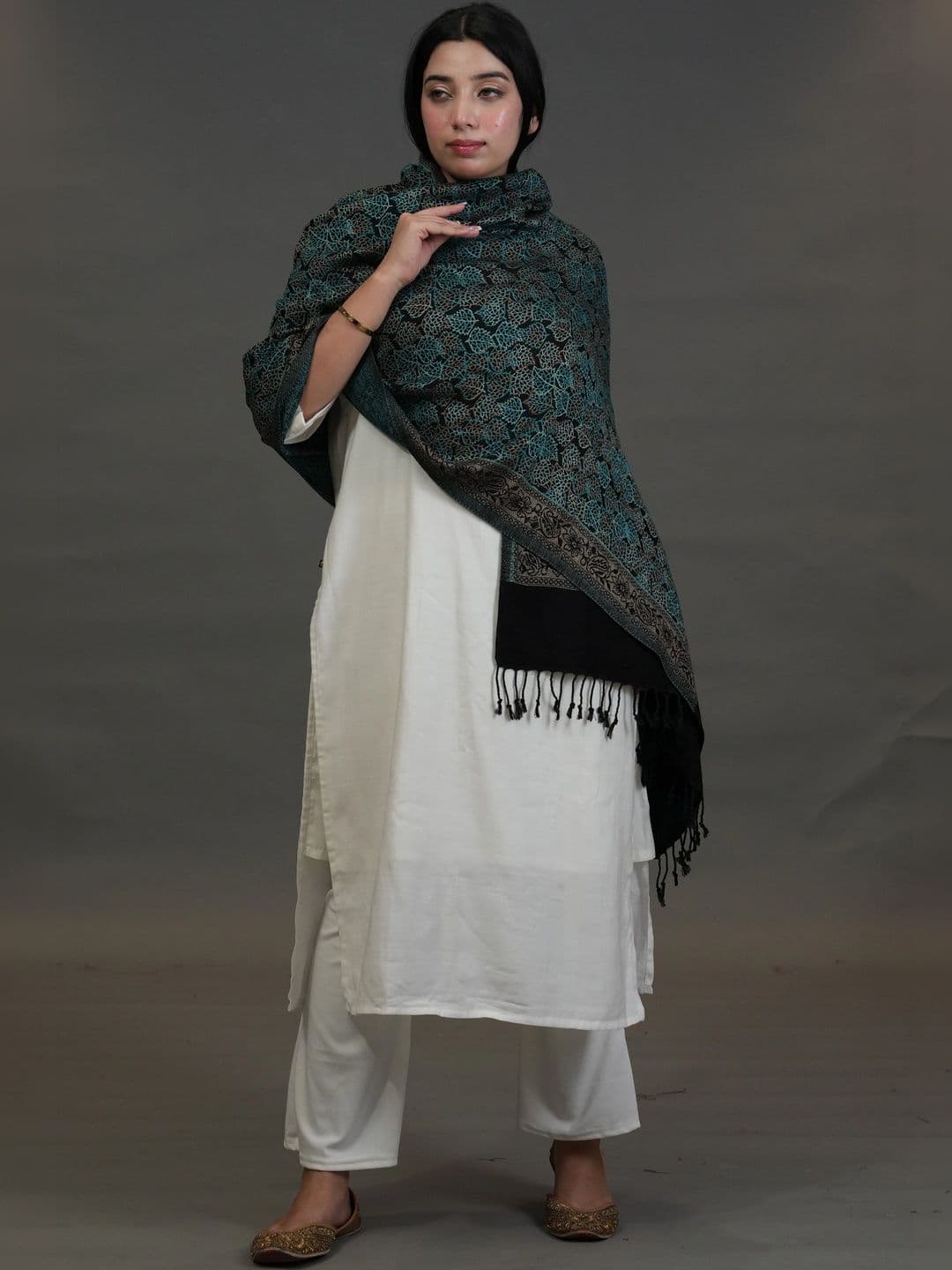 S.T. Women Woven Design Acrylic Shawl thumbnail 3