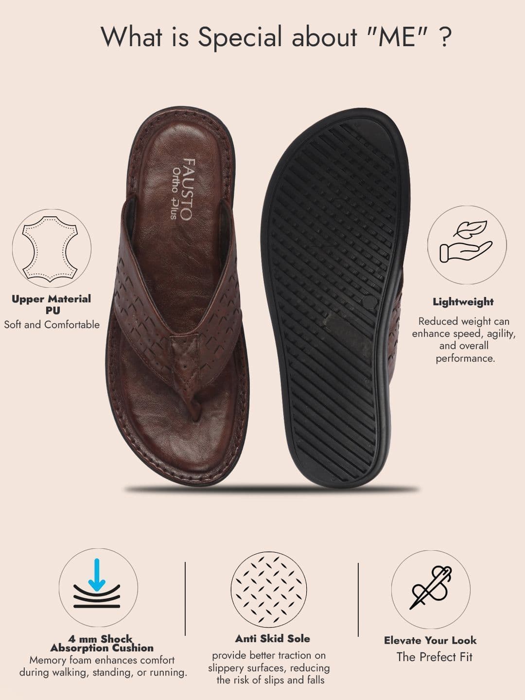 FAUSTO Men Lightweight and Comfort Thong Flip-Flops thumbnail 3